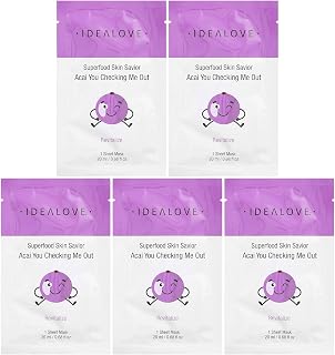 Idealove Superfood Skin Savior, Acai You Checking Me Out, 5 Beauty Sheet Masks, 0.68 fl oz (20 ml) Each