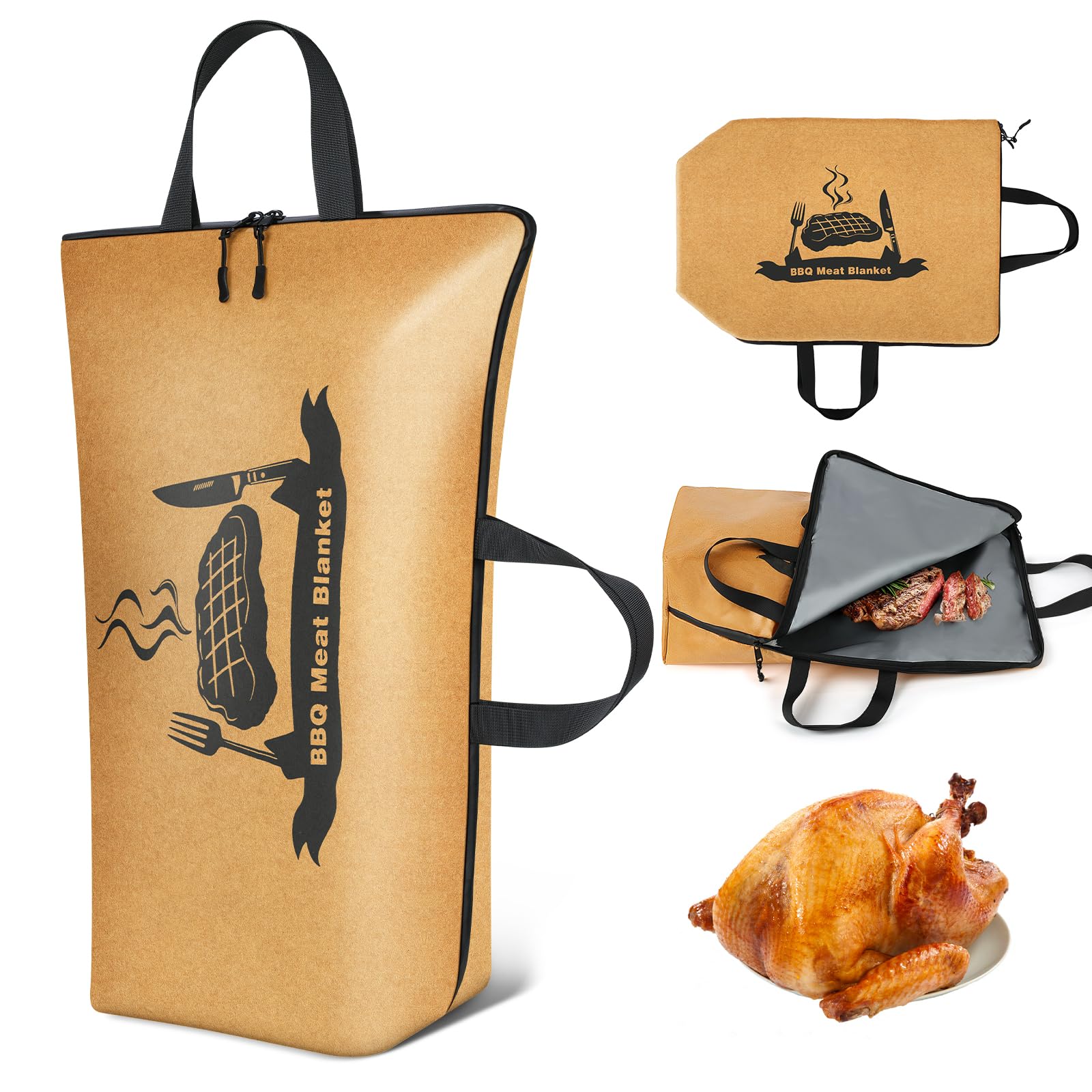 Couverture de barbecue isotherme réutilisable avec 3 poignées sac de repos grande capacité