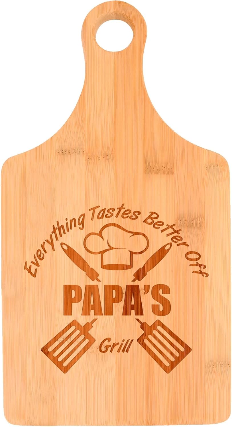 Cooking Gifts for Papa Everything Tastes Better Off Papa's Grill Decorative Paddle Shaped Wood Serving Board