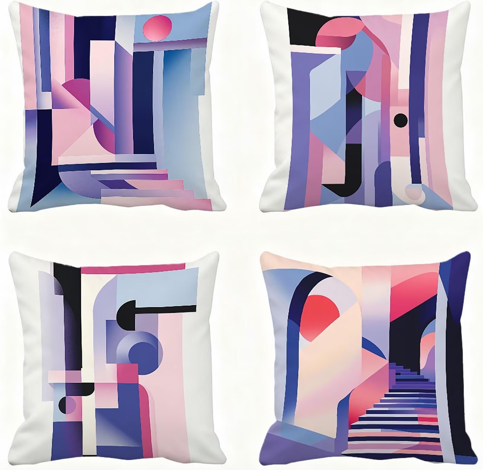 Rosa Funda Cojin 60x60 GeometríA Funda Almohada 60x60 Cojines Sofa Súper Suave Fundas Cojines Decorativos Fundas Almohadas 4 Piezas Cervicales y Cuello, para Hogar Sofa Cama Salon Decoracion E - 679