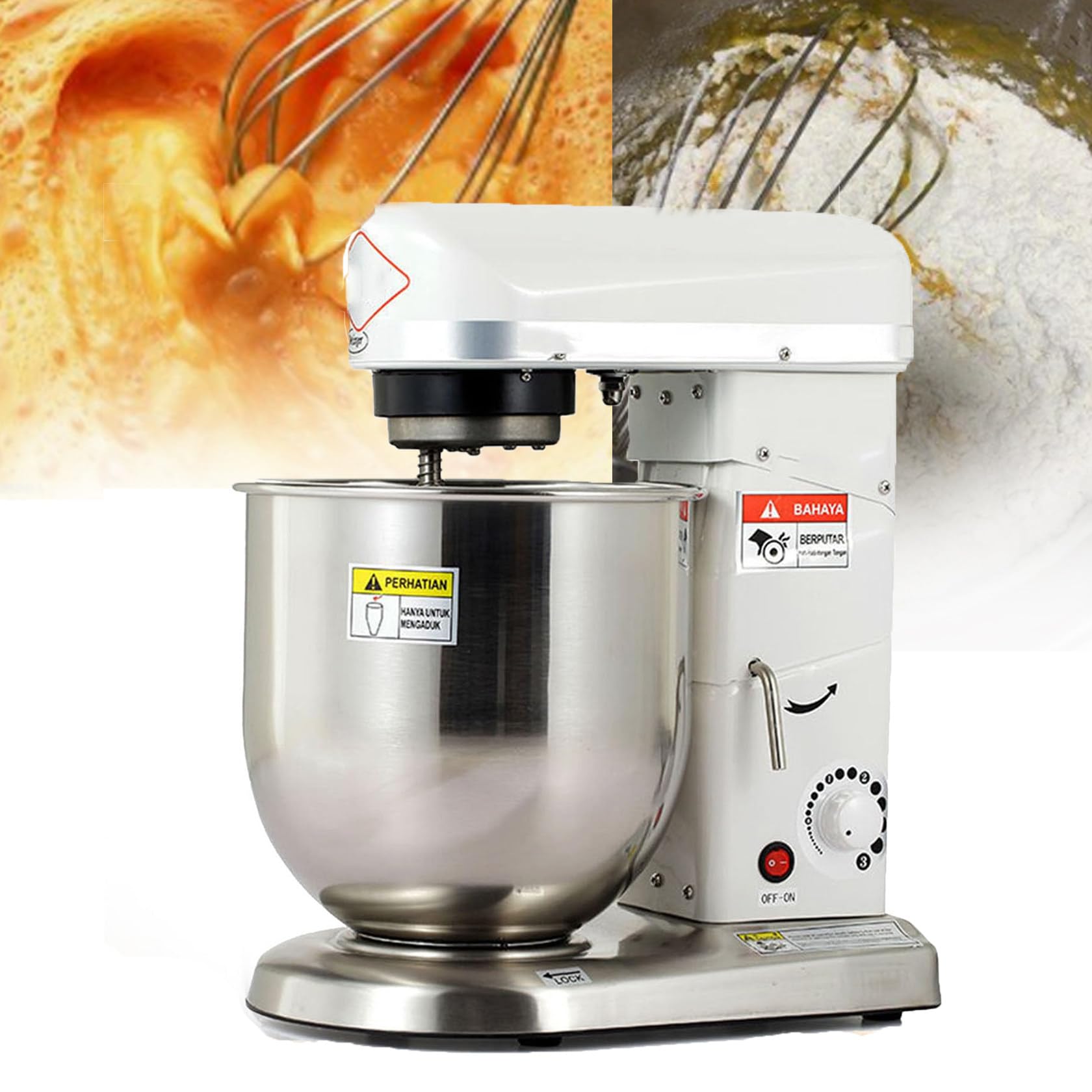 GLJTUO mixers for baking Dough Mixer Commercial Kneading Machine Commercial Food Mixer, 10L Stand Mixer, Electric Food Mixer,With 3 Speeds Adjustable,for Bakery Pizzeria Restaur,White