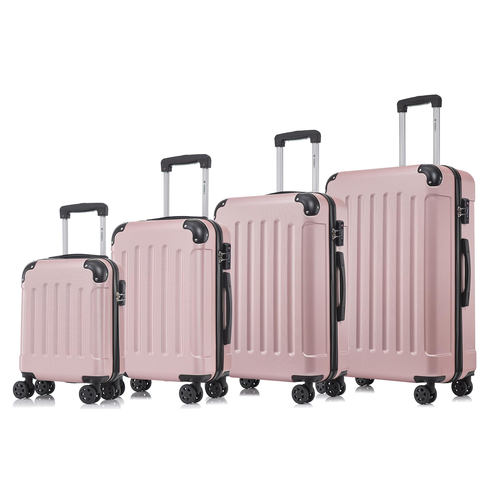 yonsly Koffer Suitcase, Trolley Reisekoffer, Rollkoffer Handgepäck mit 4 Rollen 360°, ABS Hartschalen, Sicherheitsschloss, Weicher Gummigriff, 210D-Futter