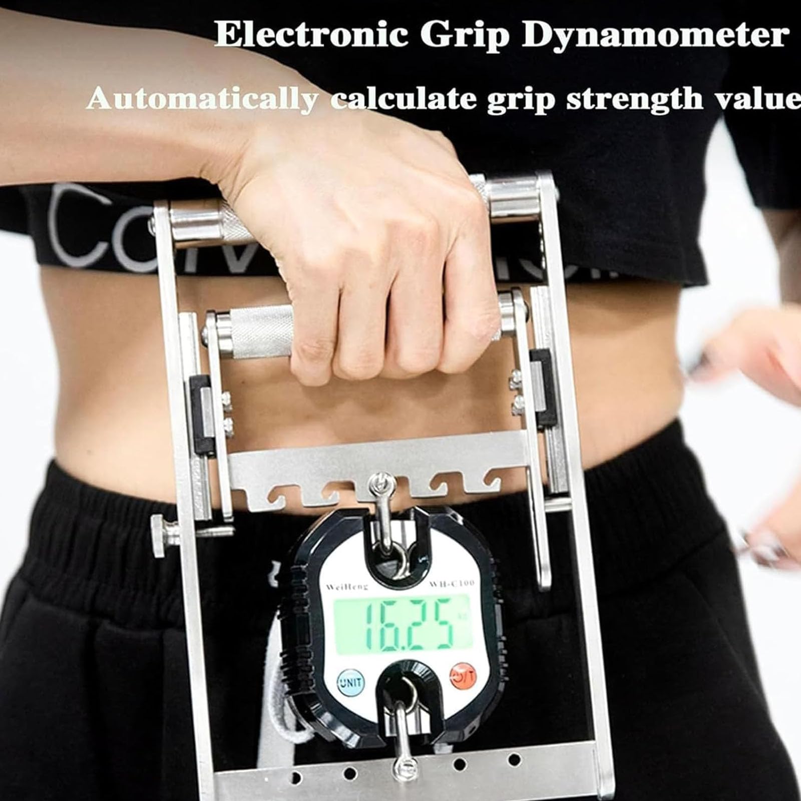 Tester siły chwytu dynamometru ręcznego, stal nierdzewna 304, regulowany do 150 kg, 4 ustawienia prędkości dla początkujących i profesjonalistów, idealny do treningu przedramienia