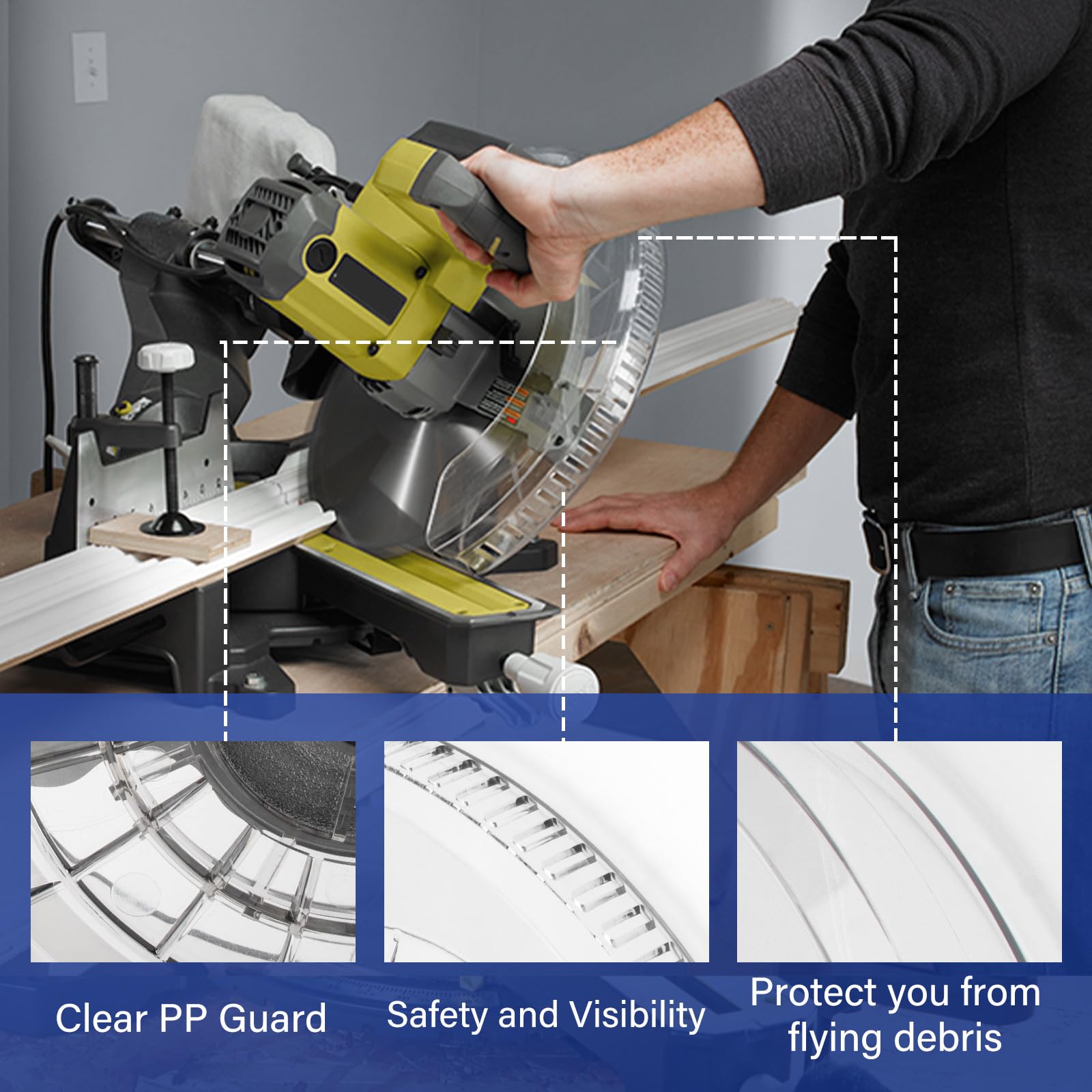 089240023710 - Protector de hoja de sierra ingletadora de repuesto para sierra ingletadora Ryobi modelos TSS121, TSS121T, TSS120L de 12 pulgadas, protector de sierra ingletadora compuesta deslizante