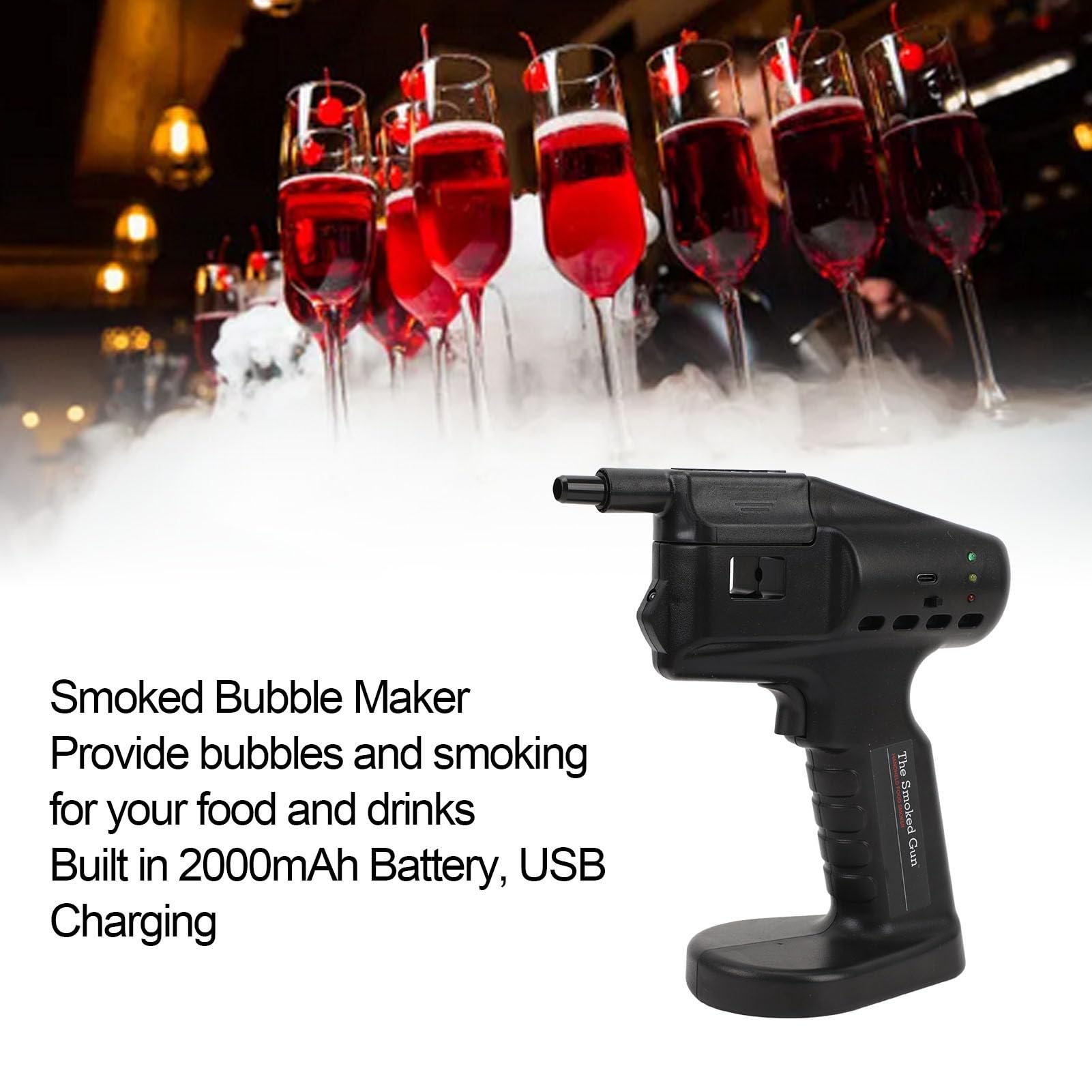 Ahumador de Cócteles de Mano, Kit de Infusor para Ahumador de Whisky, Ahumador de Mano para Fumar en Frío, Fabricante Portátil de Burbujas para Hacer Burbujas y Humo