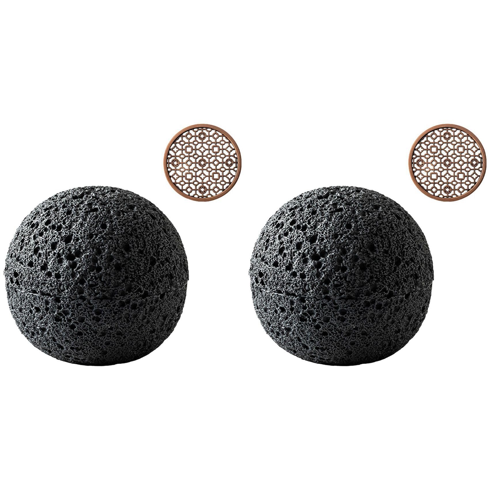 Assiette cuisine moléculaire et tasse à fumée en pierre noire lot de 2