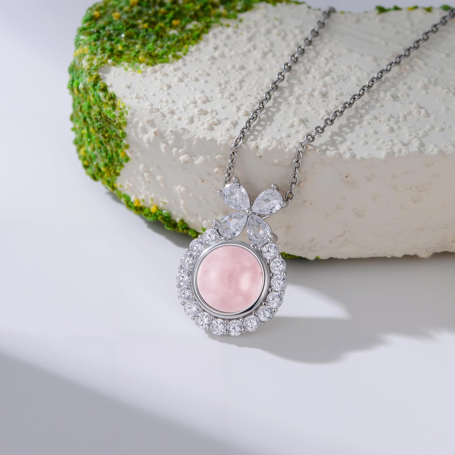 Rose Quartz Necklace for Women 925 Sterling Silver, Healing Crystal Pendant Gift for Women, Dainty Elegant Chakra Jewelry - Image 4