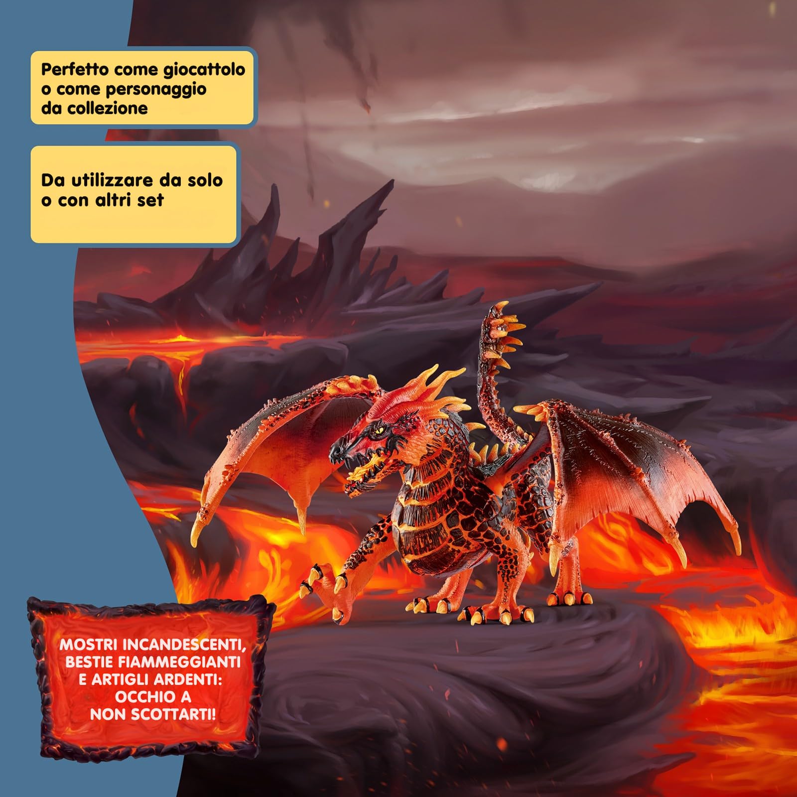 SCHLEICH ELDRADOR Creatures | Drago di Lava 70138 | Figura mostruosa ELDRADOR con mascella e Ali mobili | Giocattolo Fantasy per Bambini dai 7 Anni | Idea Regalo | 20 x 14 x 15 cm