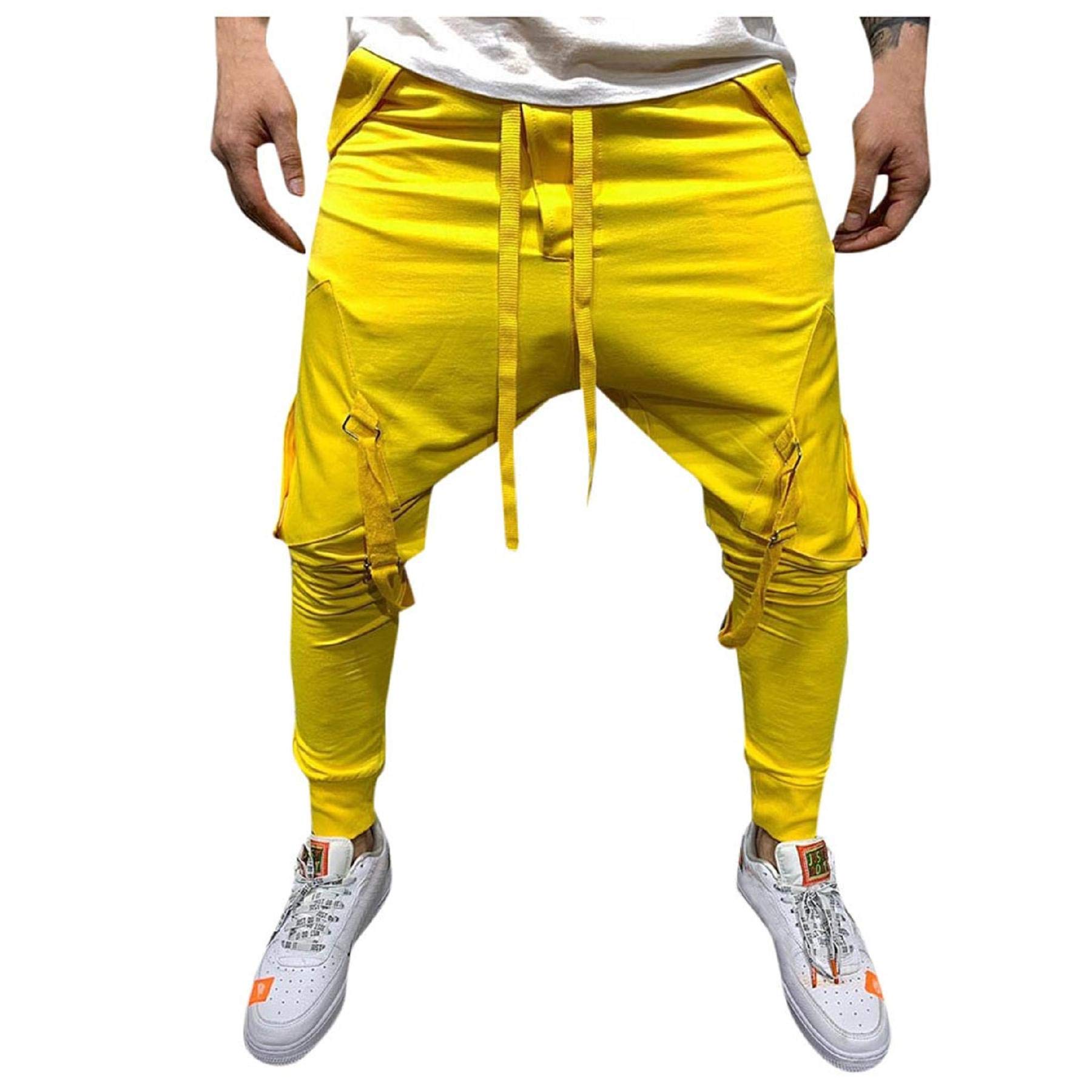 Mens Jogging Pants Low Crotch Drawstring Baggy Sweatpants Hip Hop Trousers Slim Fit Harem Pants