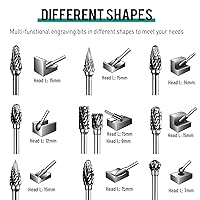 Vista 6 de Carbide Burr Set 1/8" Shank Compatible with Dremel Bits Rotary Tool Accessories Kits Rasp Drill File Accessories Metal Grinding Wood Plastic Stone