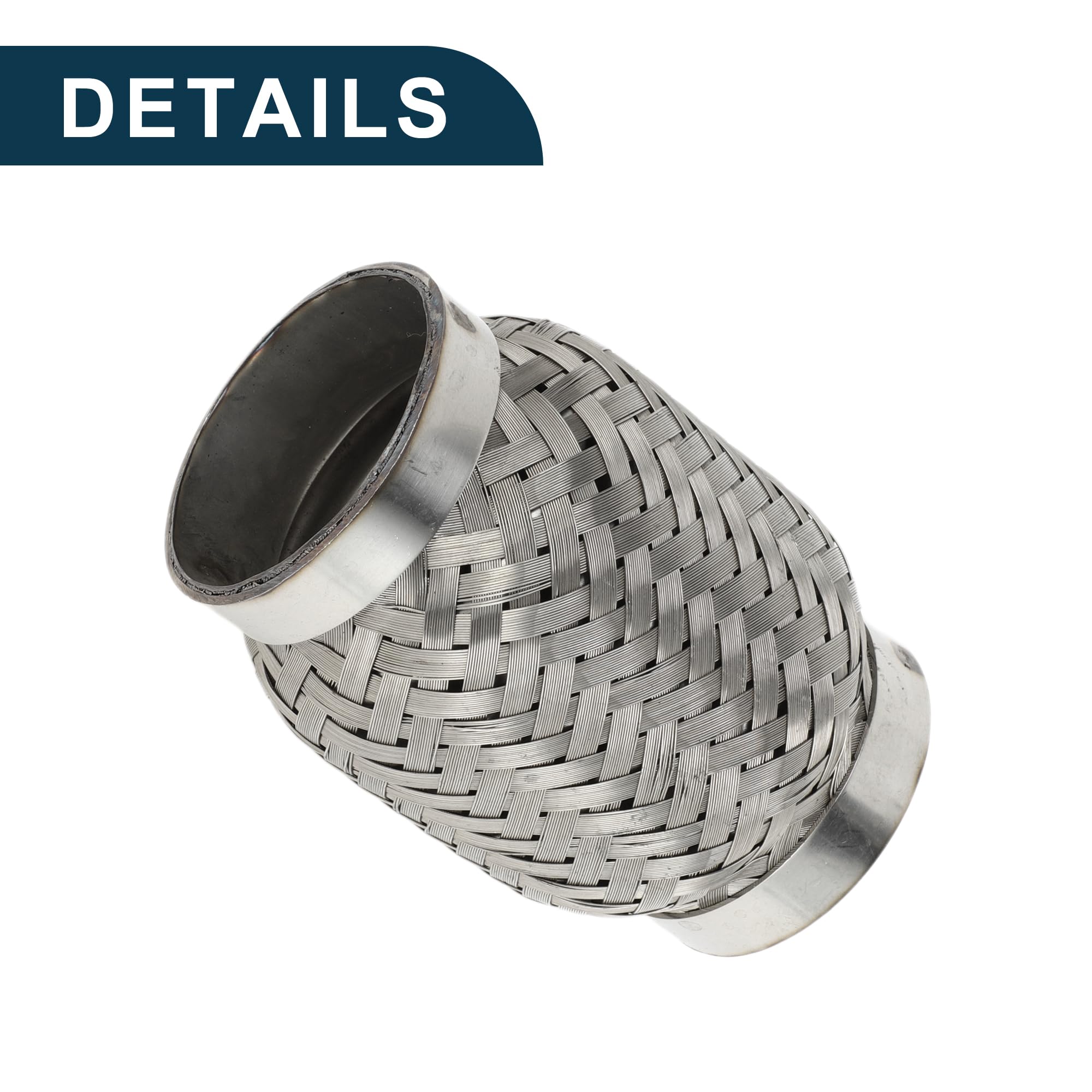 Tubo Flessibile per Scarico Auto 2.16 Pollici OD Tubo di Scarico Intrecciato Flessibile | Tubo Flessibile Universale Argento 1 Pezzo