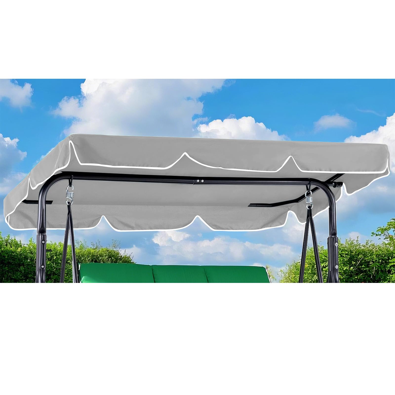 DSWCKNVK Hollywood Waterproof Swing Roof, Classic Garden Swing Canopy with 4 Adjustable Tunnels (Grey)