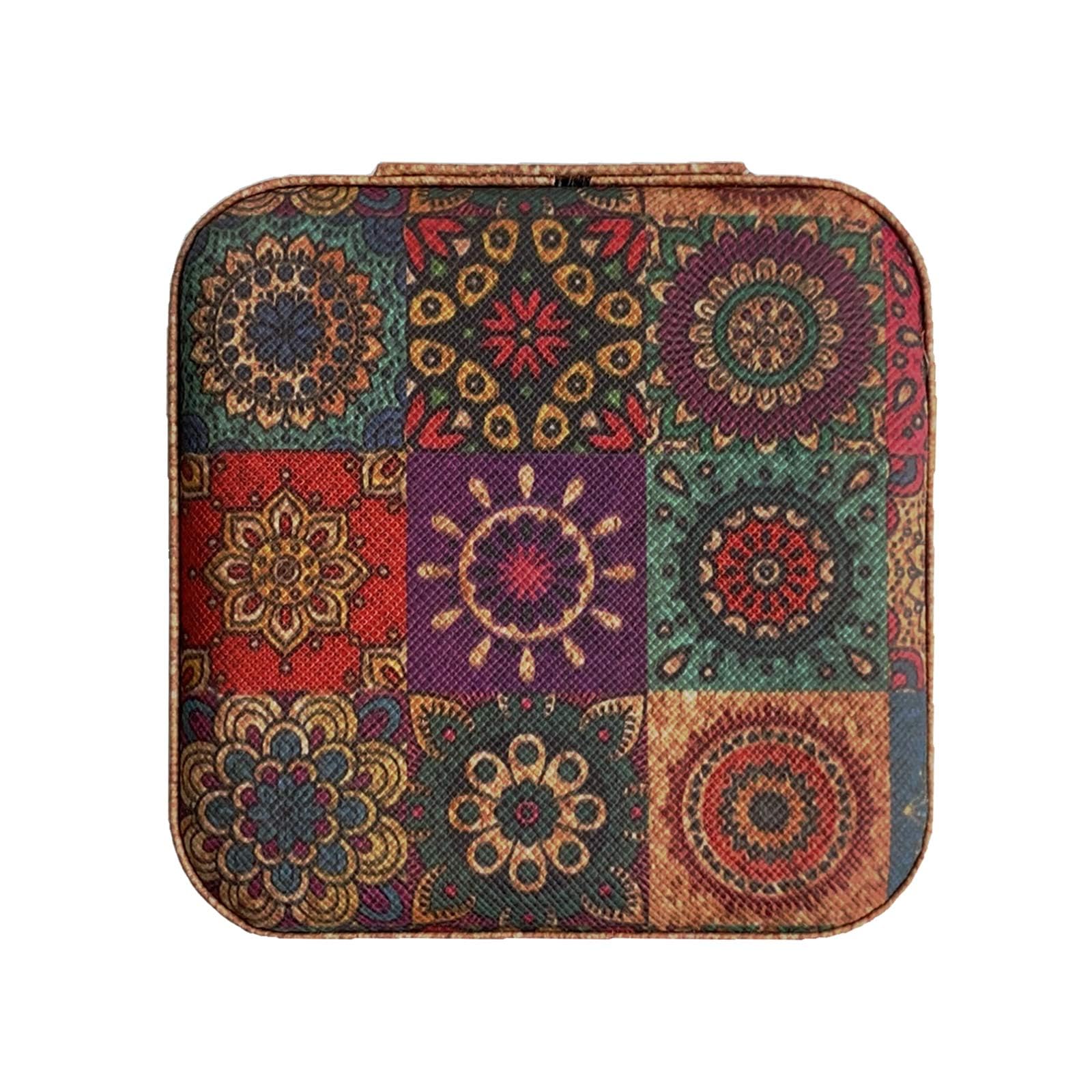 IVESIGN PU Leather Jewelry Box Stylish Unique Design, Small Travel Jewelry Case, Rings Necklaces Pendant Earring and Bracelet Organizer Storage, Gift Ideal for Women and Girls (Gerbera)