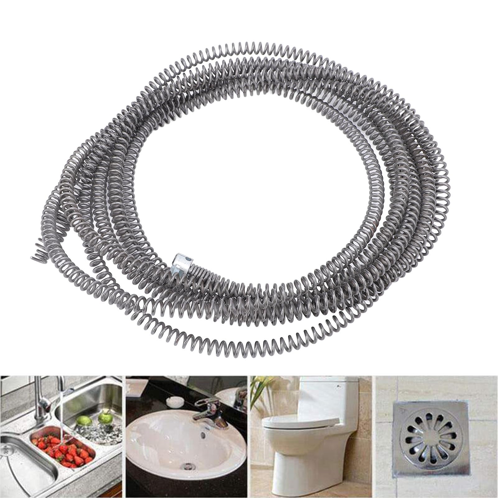 Drain Auger Cable, Drain Snake Clog Remover Drain Clog Remover Flexible Plumbing Drill Pipe Cleaner for Kitchen, Bathroom and Shower (3meter / 9.8ft)