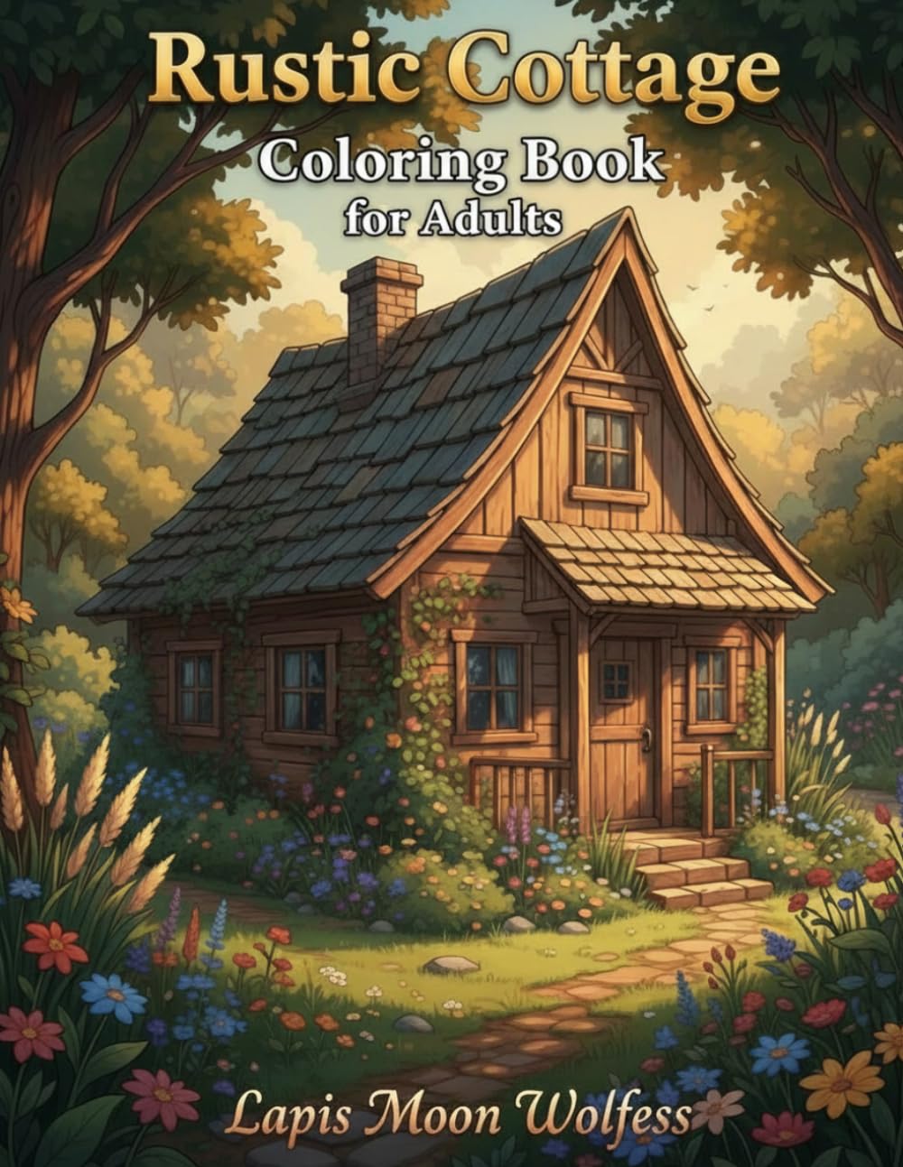 Rustic Cottage Coloring Book for Adults: 40 Cozy Cottagecore Scenes of Rustic Homes, Nature Landscapes and Peaceful Country Living