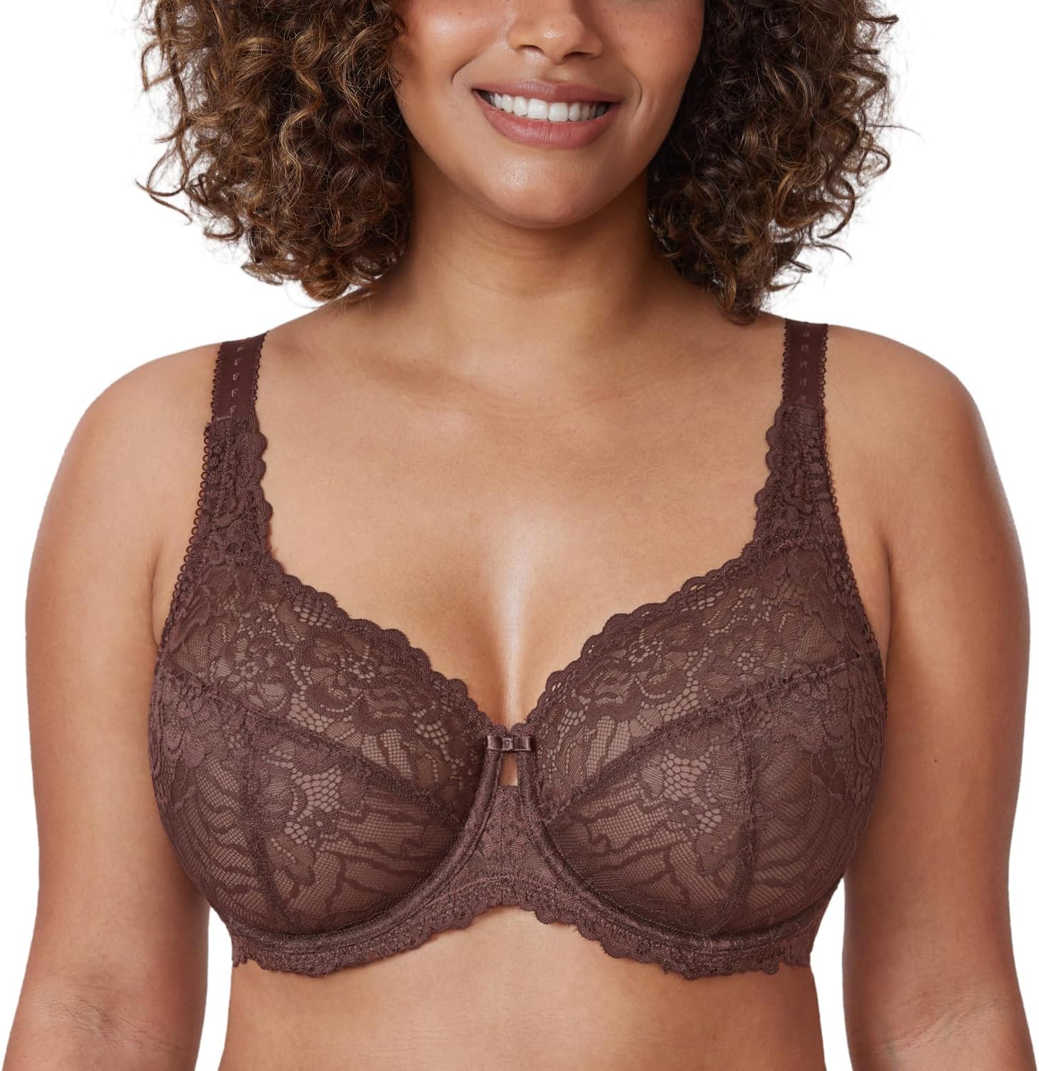 Women's Plus Size Minimizer Bras Full Coverage Lace Unlined Underwire Bra B-K Cups