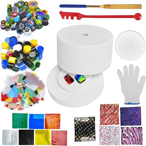 Esdabem Juego de joyas de vidrio fusionado para horno microondas y bricolaje Juego de herramientas de fusión de vidrio profesional de fabricación