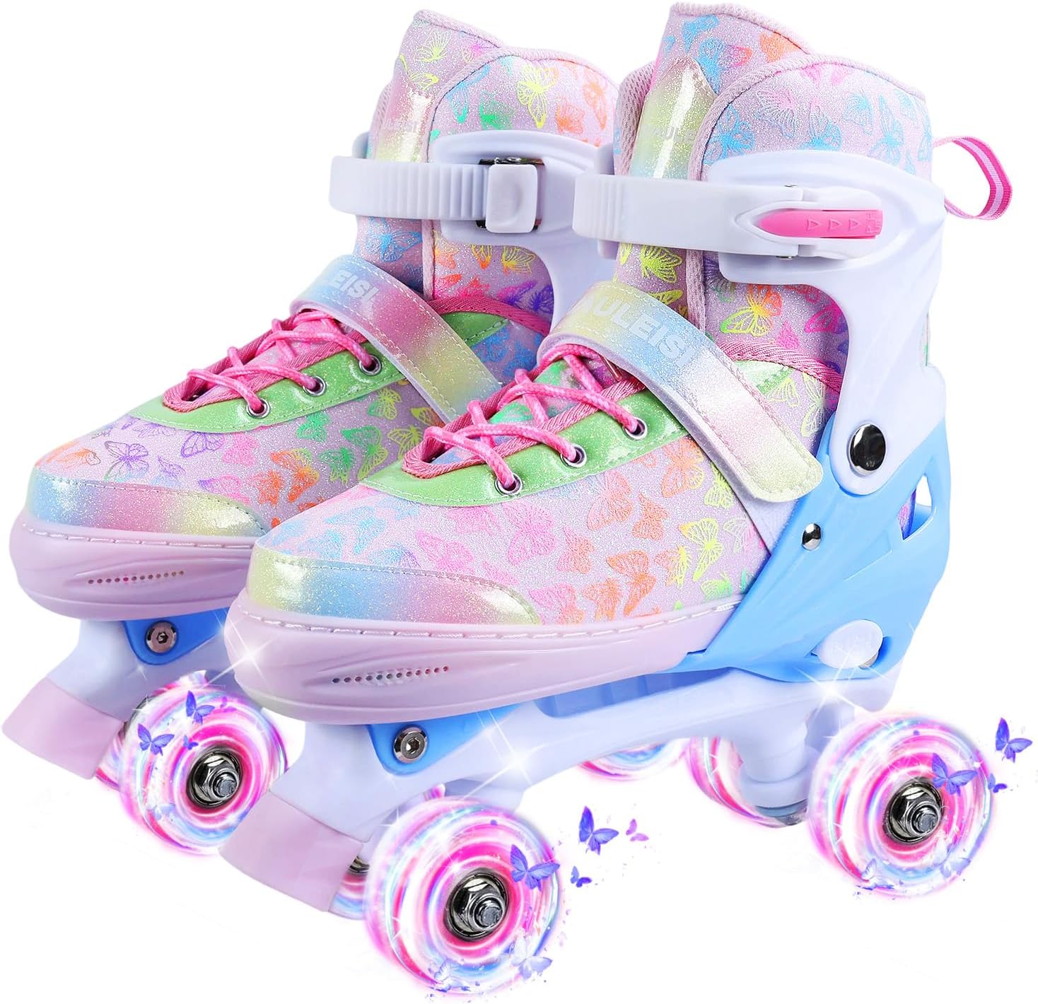 Kids Roller Skates, 4 Size Adjustable Quad Skates with All Light Up Wheels, 10C to 8 Rollerskates for Toddlers, Beginners, Boys, Girls, Outdoor, Indoor - Image 8