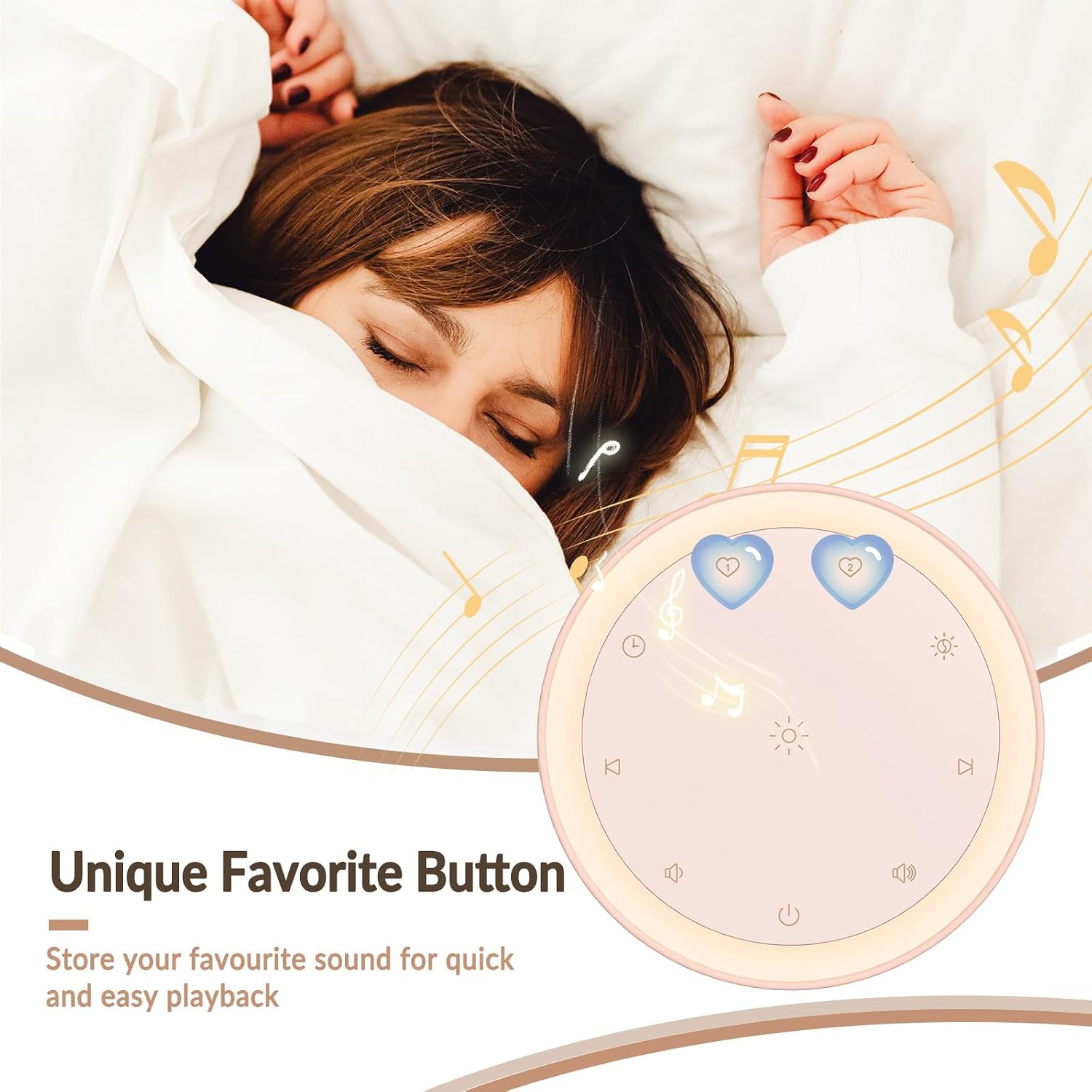 Kipcush White Noise Machine for Sleeping, 20 Soothing Sounds Including White Pink Brown Noise Fan and Nature, Custom Shortcut Buttons, Soft Night Light, 8 Hour Timer, USB Powered (No Adapter/Battery)
