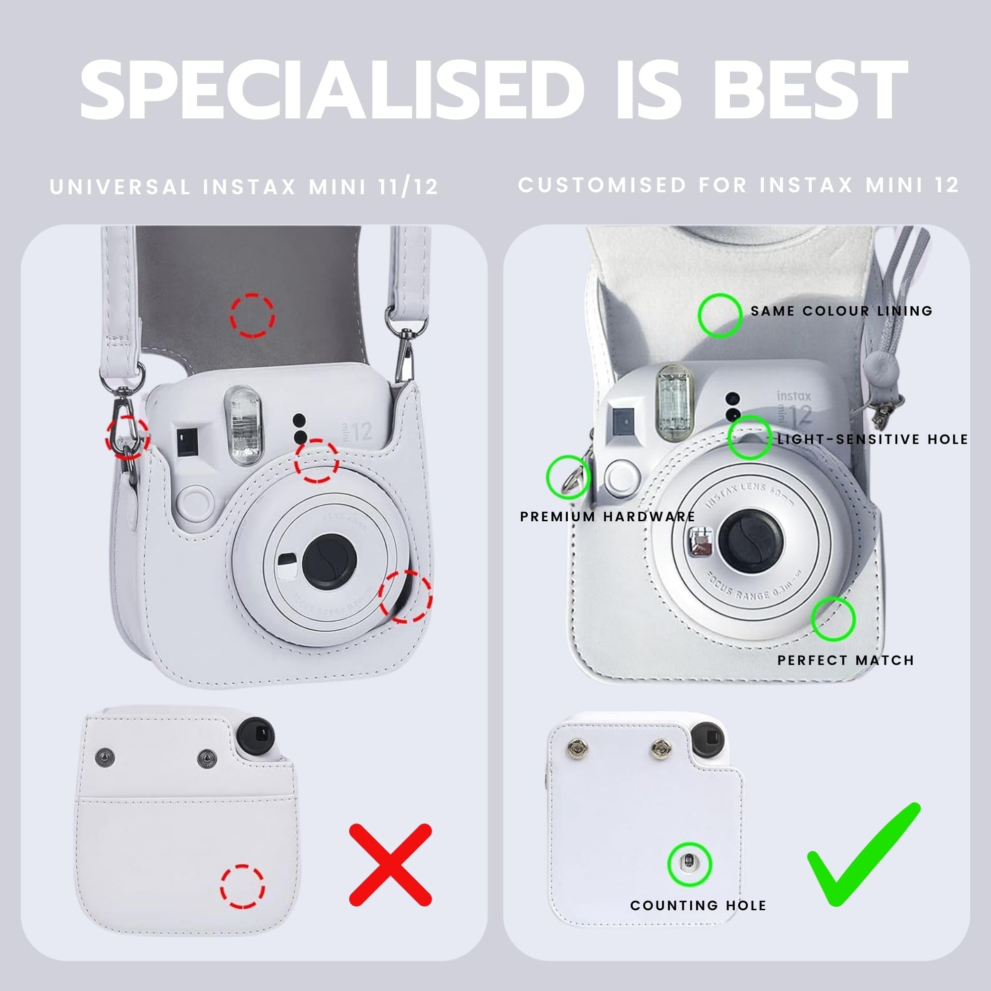 Clikoze Instant Camera Bundle with Fujifilm Mini 12 Clay White Camera, Fujifilm 40 Shot Mini Film, Clikoze Mini 12 Case - Image 4