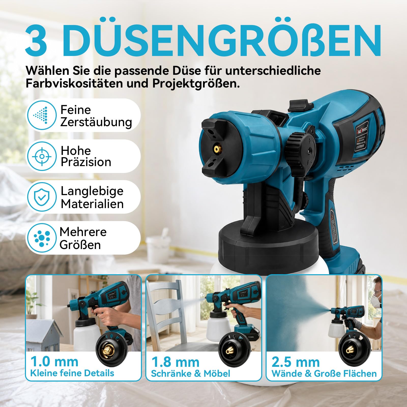 Sistema de pulverización de pintura con batería para Makita 18 V