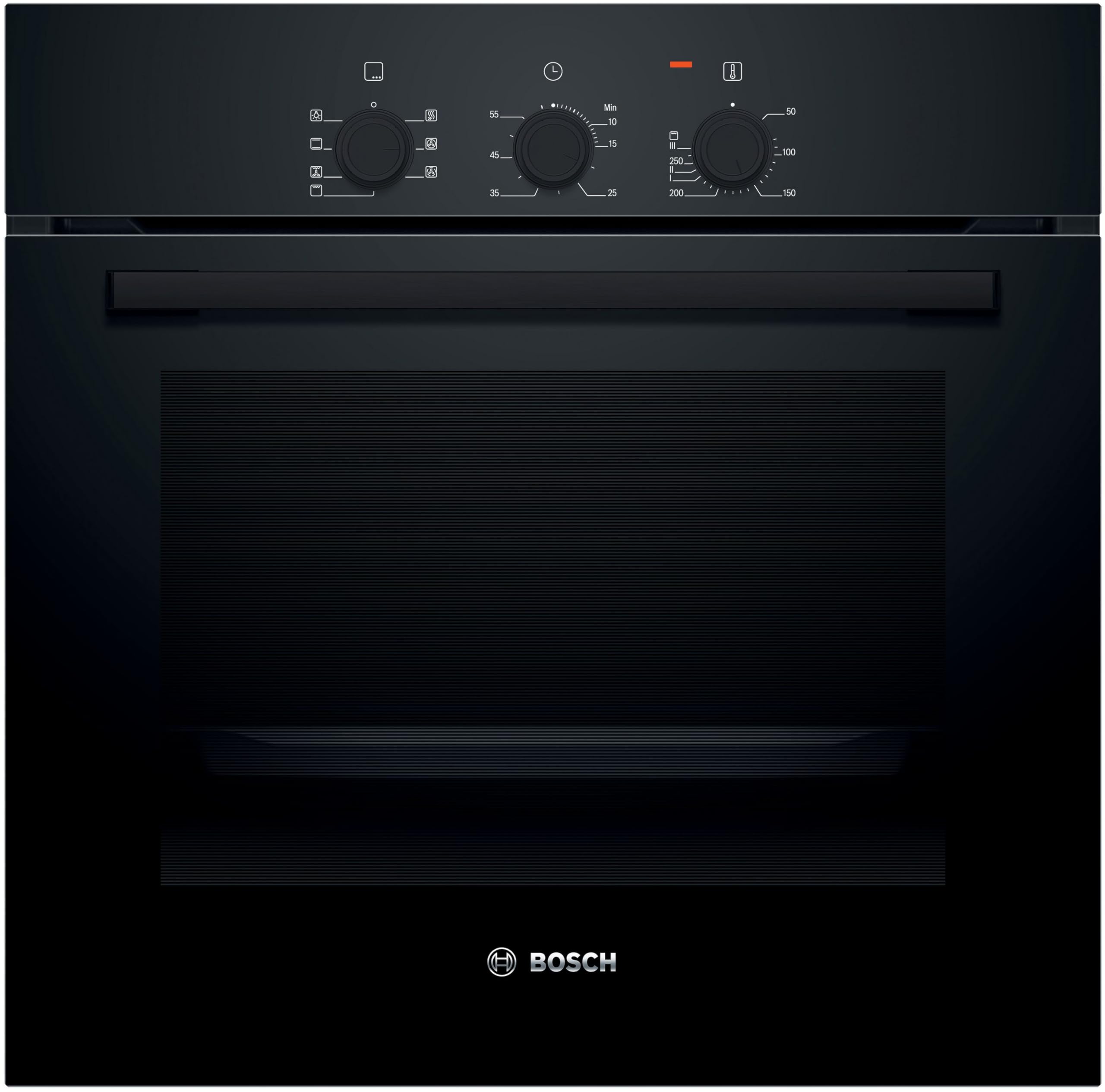 Bosch HBF011BA2 Serie 2, Forno da incasso, Aria Calda 3D: Cottura uniforme fino a 3 livelli, 3 manopole, Nero, 60 x 60 cm