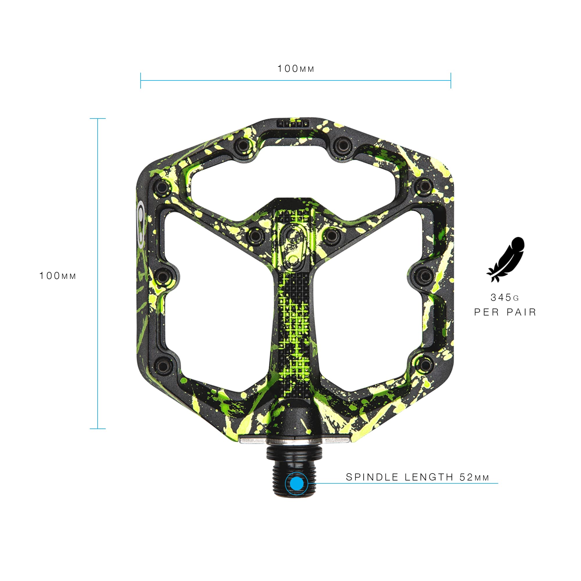 Crankbrothers Stamp 7 Mountainbike-Pedale - Splatter-Kollektion - MTB Enduro DH BMX konkave Plattform - Flaches Paar Fahrrad-Mountainbike-Pedale (verstellbare Stifte im Lieferumfang enthalten)