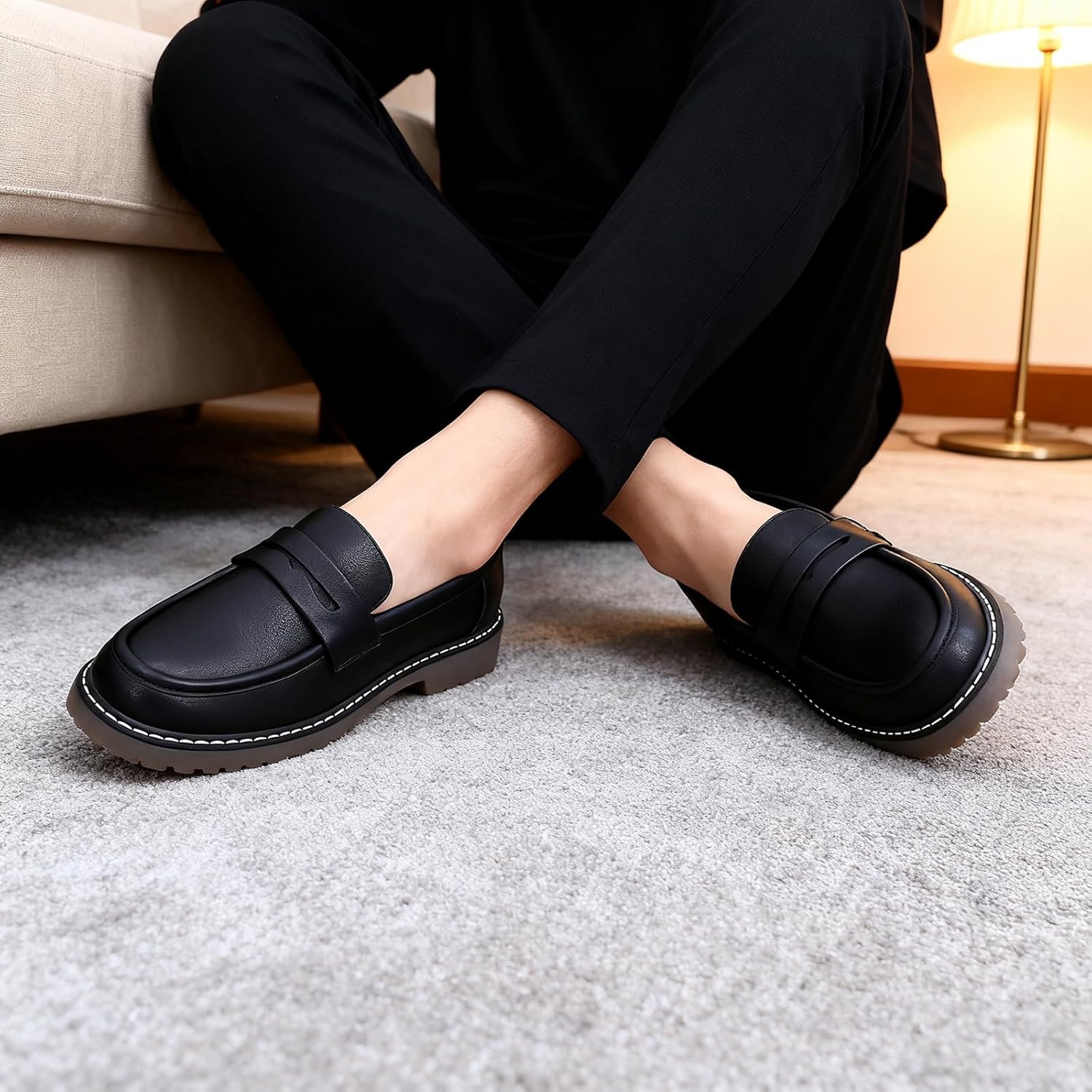 Women's Chunky Loafers, Platform Comfortable Slip-On Dressy Fashion Driving Moccasins Women - Image 3