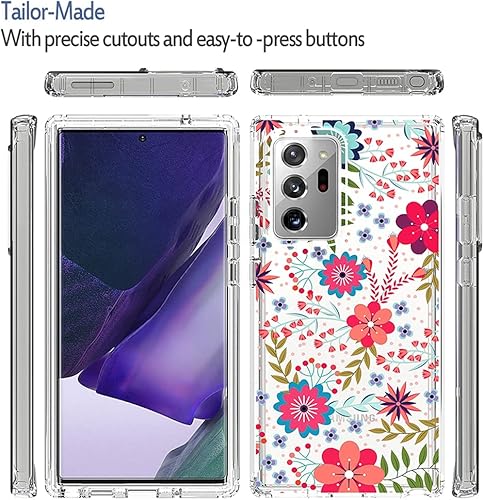 Miniatura 5 de Funda para Galaxy Note 20 Ultra 5G, Samsung Note 20 Ultra para niñas, bonita funda floral de TPU transparente a prueba de golpes, funda protectora