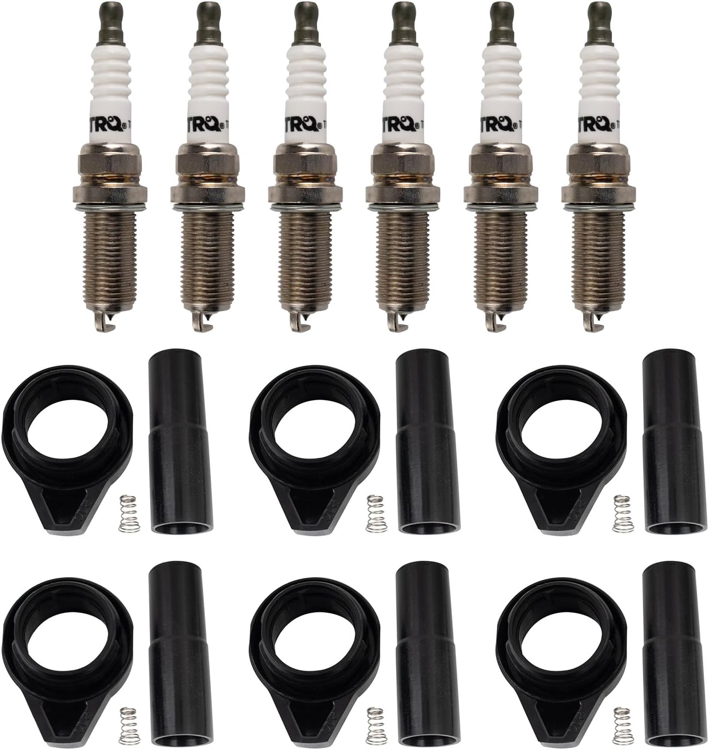 TRQ Ignition Coil and Spark Plug Kit 12 Piece Compatible with 2003-2006 BMW 325Ci 325i 325xi 330Ci 330i 330xi 525i 530i X3 X5 Z4