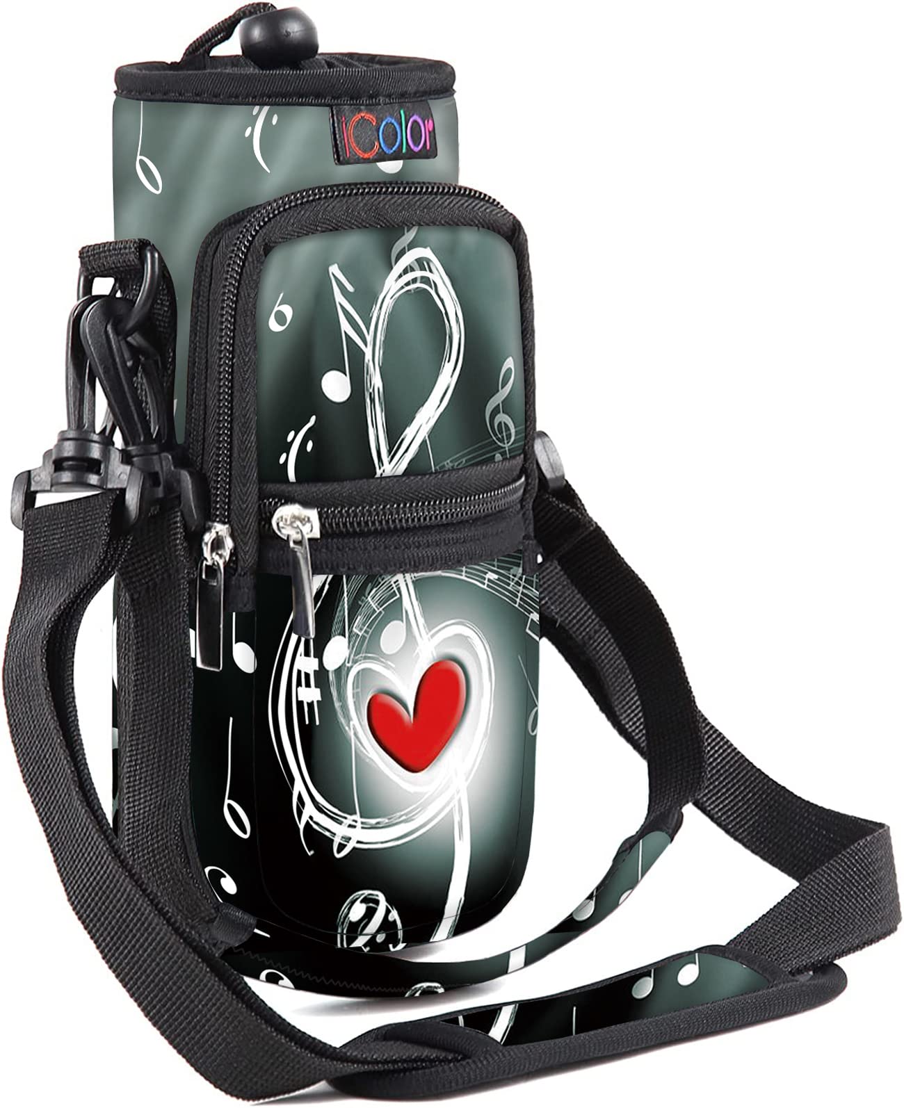 icolor Water Bottle Carrier Bag Holder 25/32/40oz,Adjustable Padded Shoulder & Handle Strap Sports Sling Hiking Pack,Insulated Neoprene Wide Mouth Bottle Pouch Sleeve