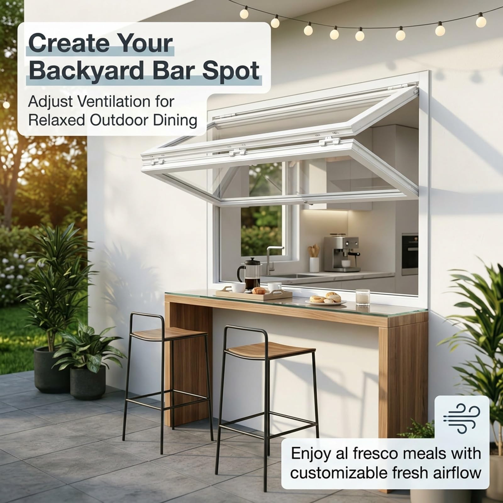 Ventana de servicio de doble hoja con cerradura para food truck y cafetería(Black,W x H 42 x 30 in)