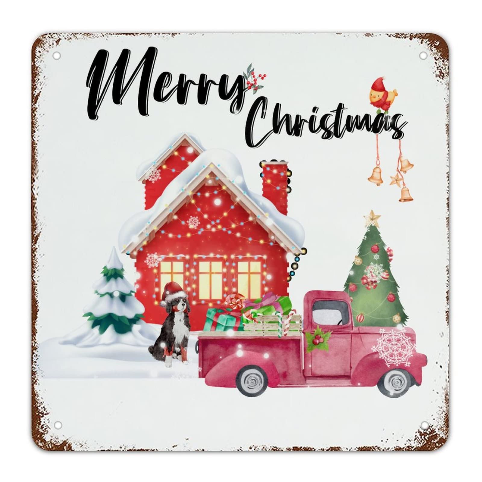 Panneau métal chihuahua cadeau de Noël original pour amoureux des chiens