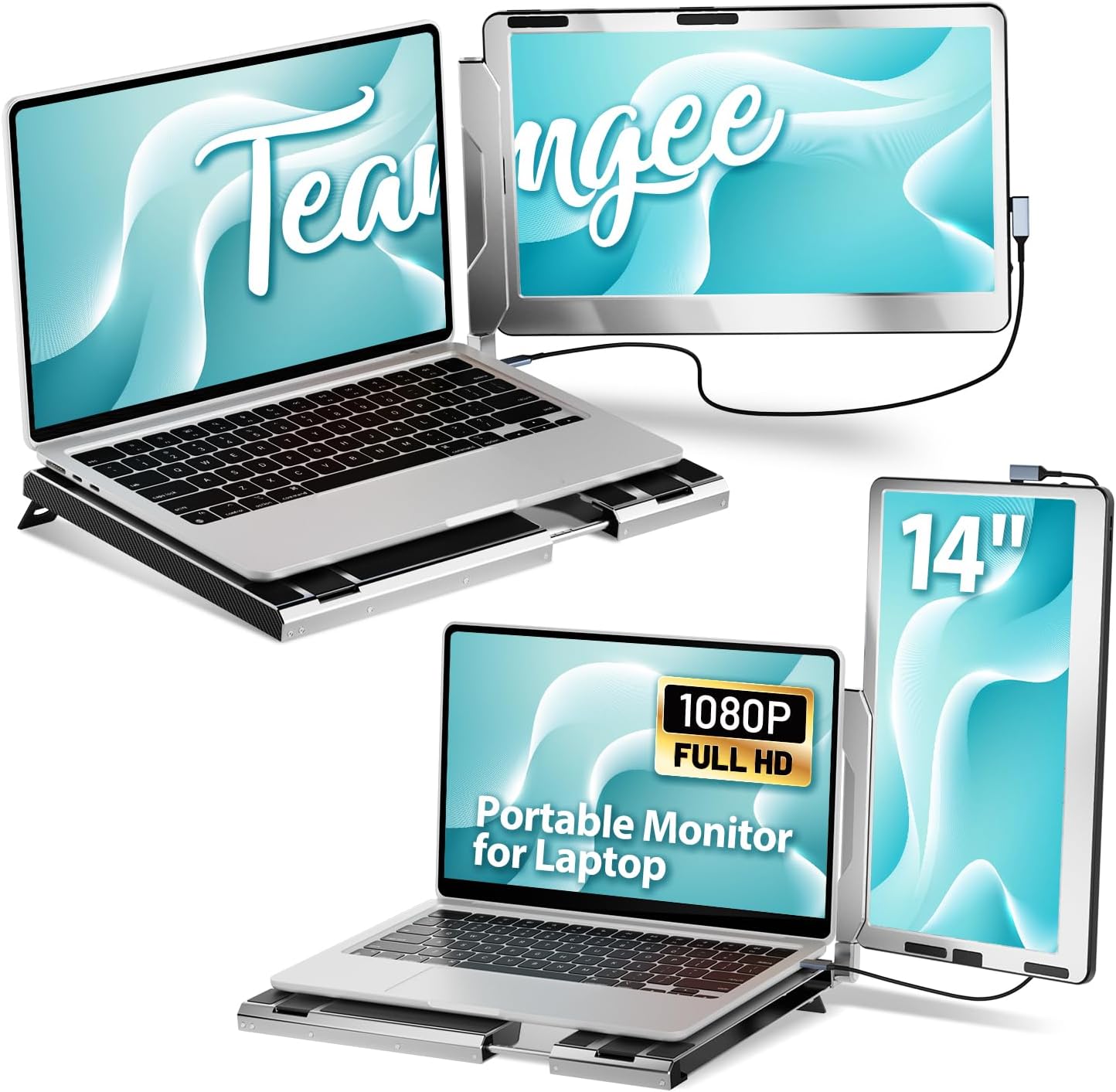 Teamgee 14" Laptop Screen Extender, 360° Rotation Portable