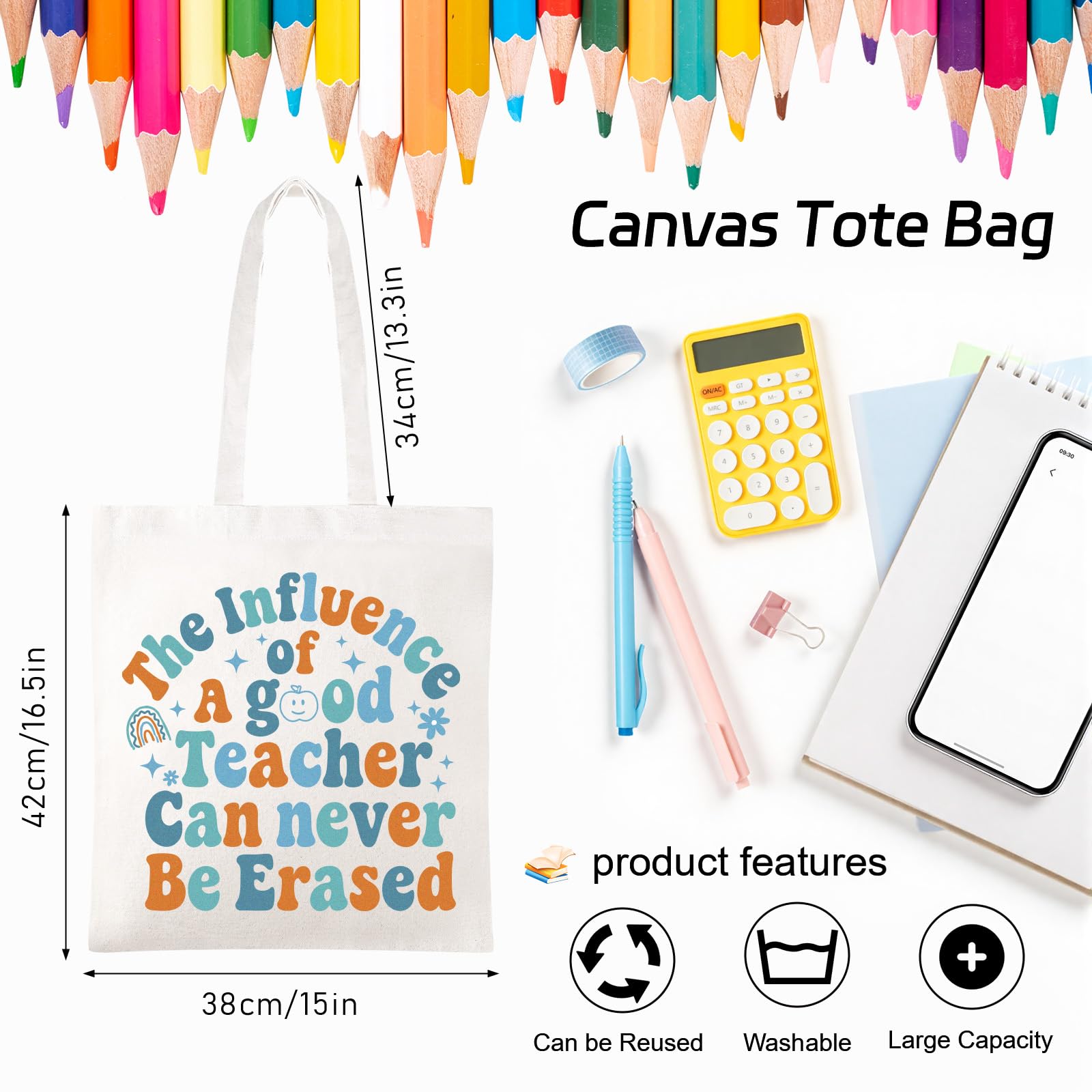 TYL&TYS Teacher Appreciation Gifts Bags for Women, 3 Pack Teacher Tote Bags Reusable Canvas Bag Graduation Thanksgiving Birthday Gift