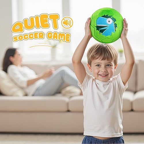 Miniatura 5 de ZOOJOY Pelotas de fútbol de interior para niños pequeños de 1 a 3 años, pelota de fútbol inflable silenciosa de felpa suave tamaño 3 para niños de 3