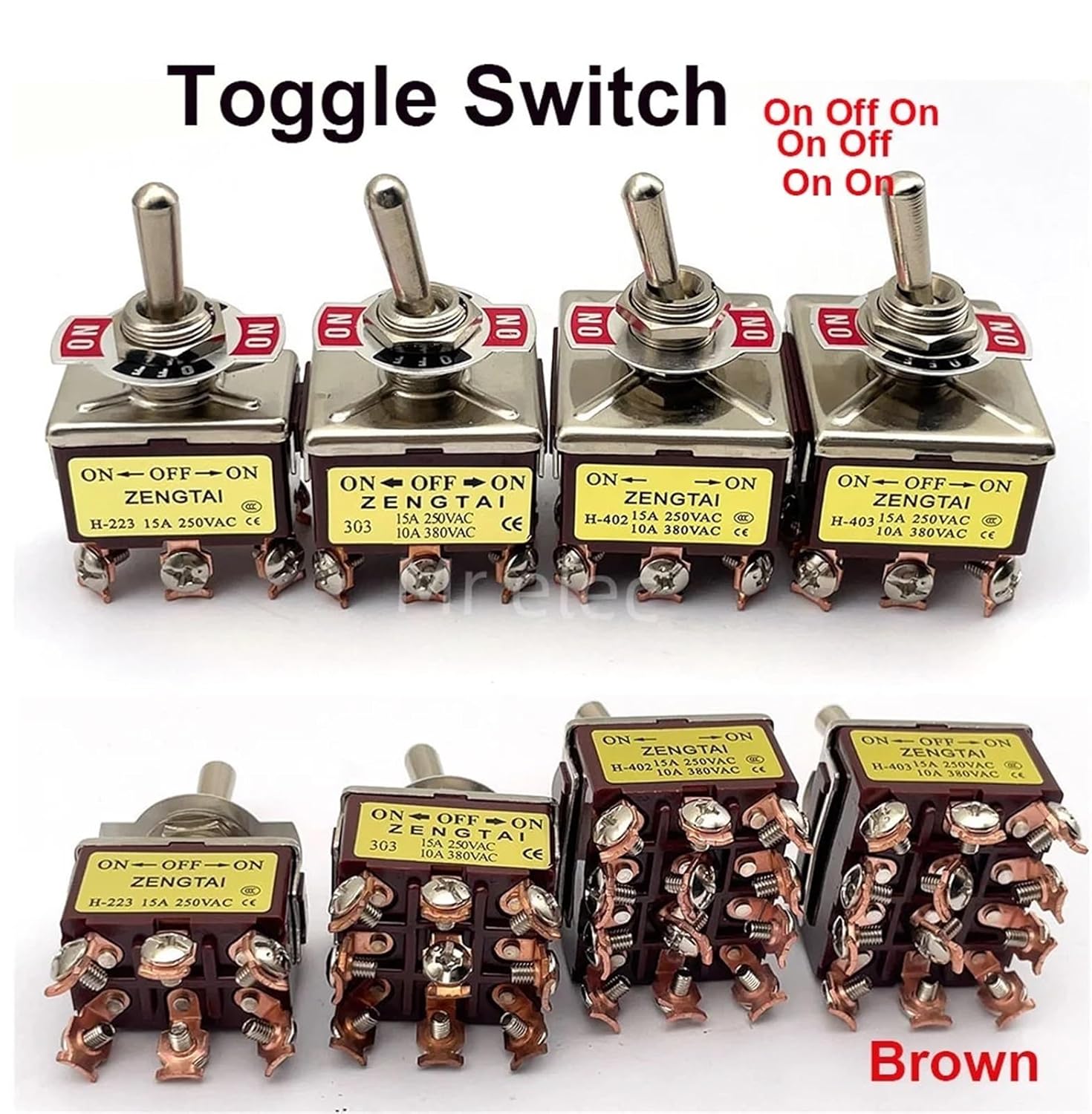 1PCS h-1021High-end Toggle Rocker Button Switch2/3/4/6/8/9/12 PinSelf Reset/Self-Locking,Silver Contact Copper Pin12mm250V 15A(1322-on Off on)