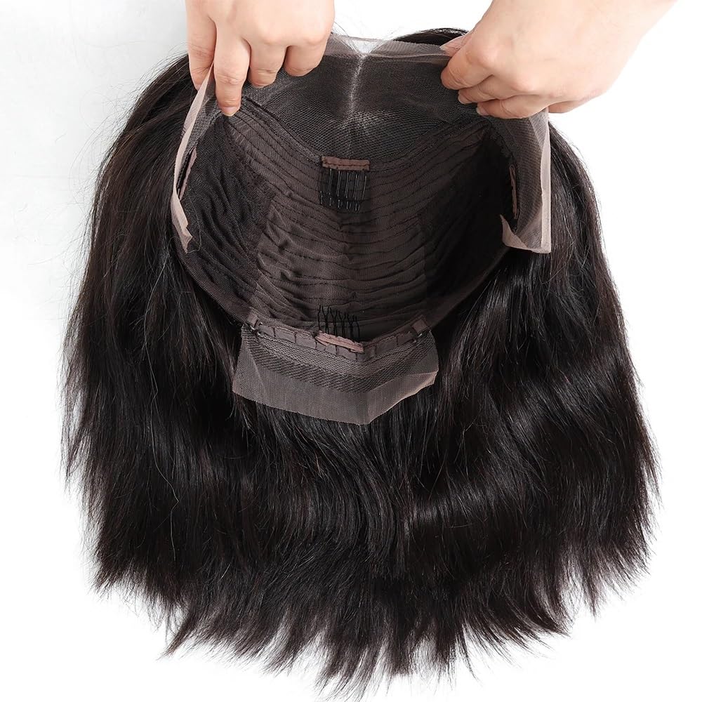 16Inch 13x4 Lace Front Bob Wig Light Blue Human hair 180% Density Brazilian Hair Pre Plucked With Baby Hair HD Transparent Lace Frontal Wig Bleached Knots Straight Glueless Blue Bob Wigs for Women