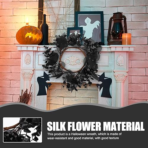 Miniatura 4 de Yardwe Anillos de vela de Halloween, coronas, hojas artificiales, coronas, portavelas, corona gótica decorativa para Halloween, boda, fiesta, hogar,