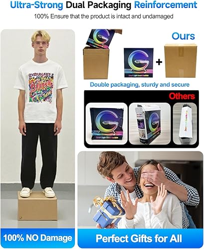 Miniatura 6 de Lámpara LED inteligente de mesita de noche con altavoz Bluetooth y control de aplicación, estación de carga inalámbrica rápida de 15 W, reloj