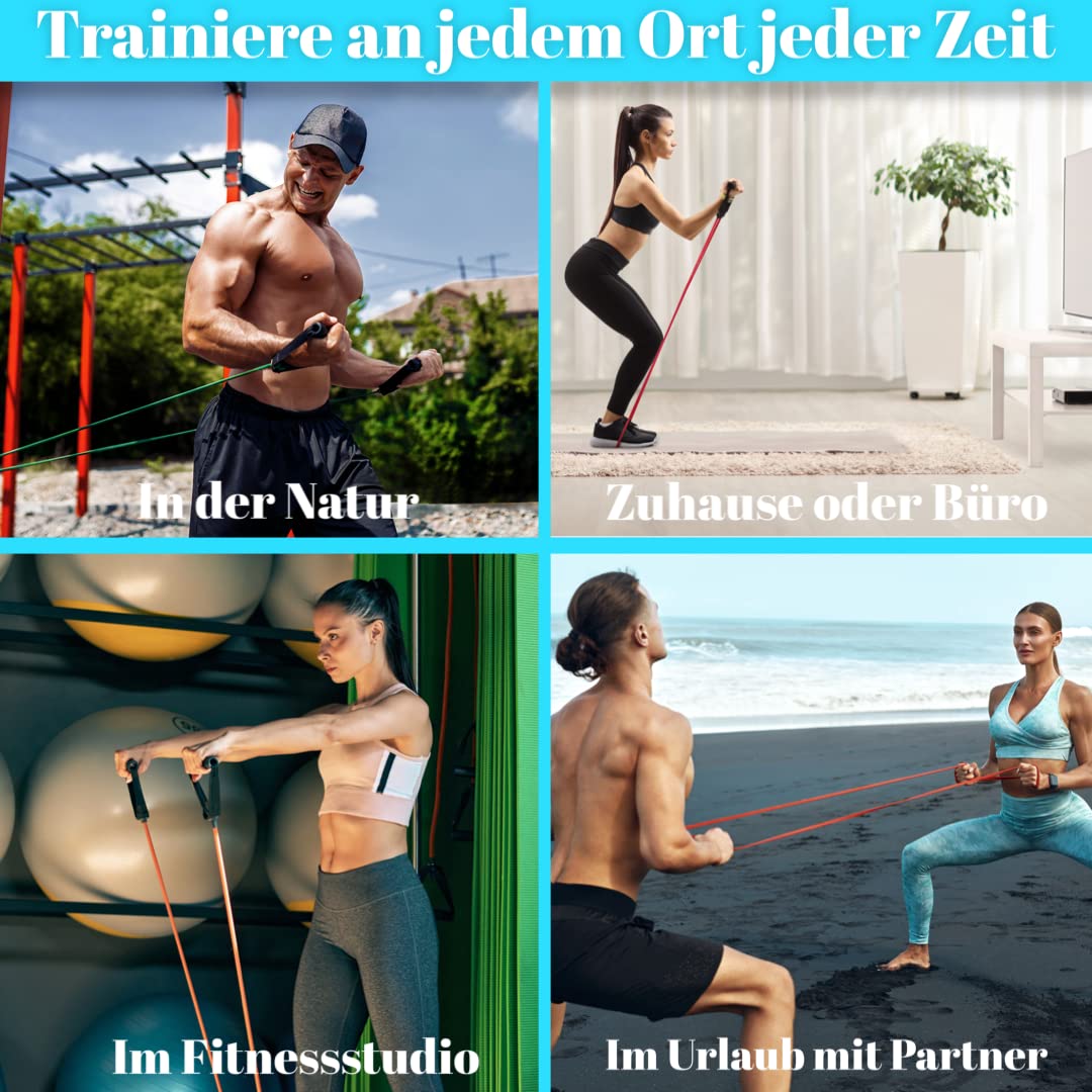 Kit De Bandas De Resistencia Fitteroy Para Gimnasio En Casa - 5 Bandas Apilables (15-40 Lbs), Asas, Correas Tobillo, Anclaje Puerta Y Bolsa