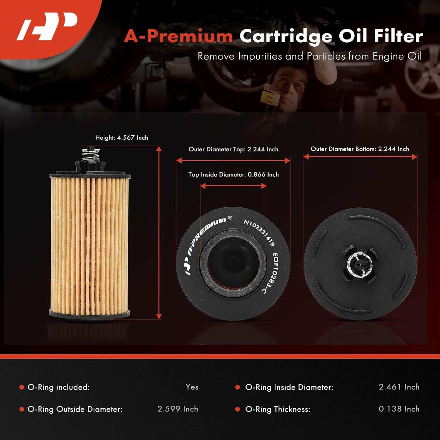 A-Premium 4-PC 10K Miles Protection Oil Filter Compatible with Chevy Cruze 2013-2015, Cruze Limited 2016, Sonic 2013-2019, Trax 2013-2020 & Buick Encore 2013-2020, Replace# 25195775, 25195785