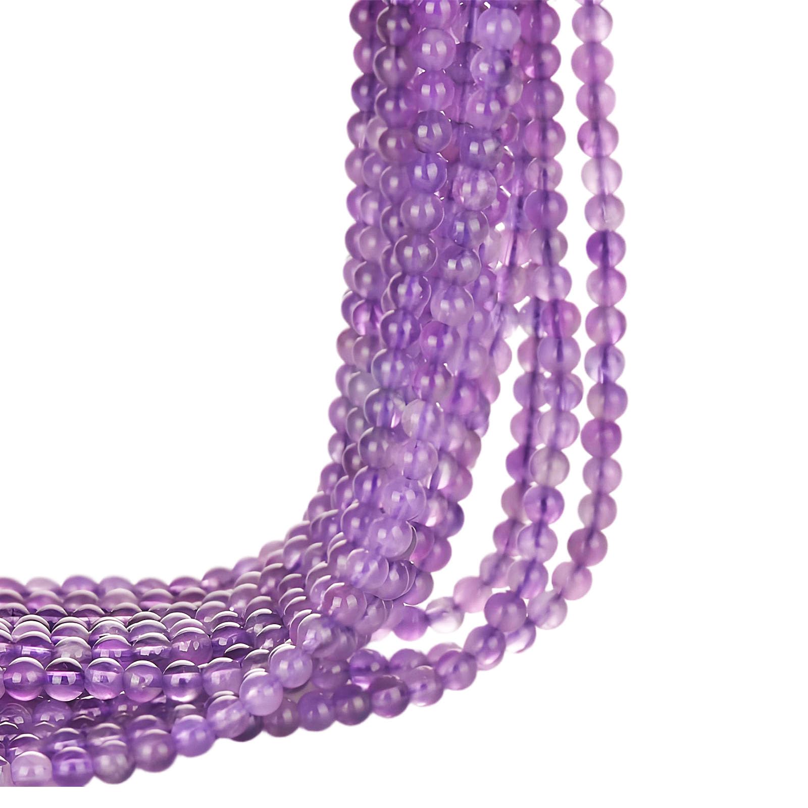 4mm Round Natural Stone Beads for Bracelets, Crystal Semi Precious Gemstones for Jewelry Crafting Earring Necklace Keychain Making (Amethyst)