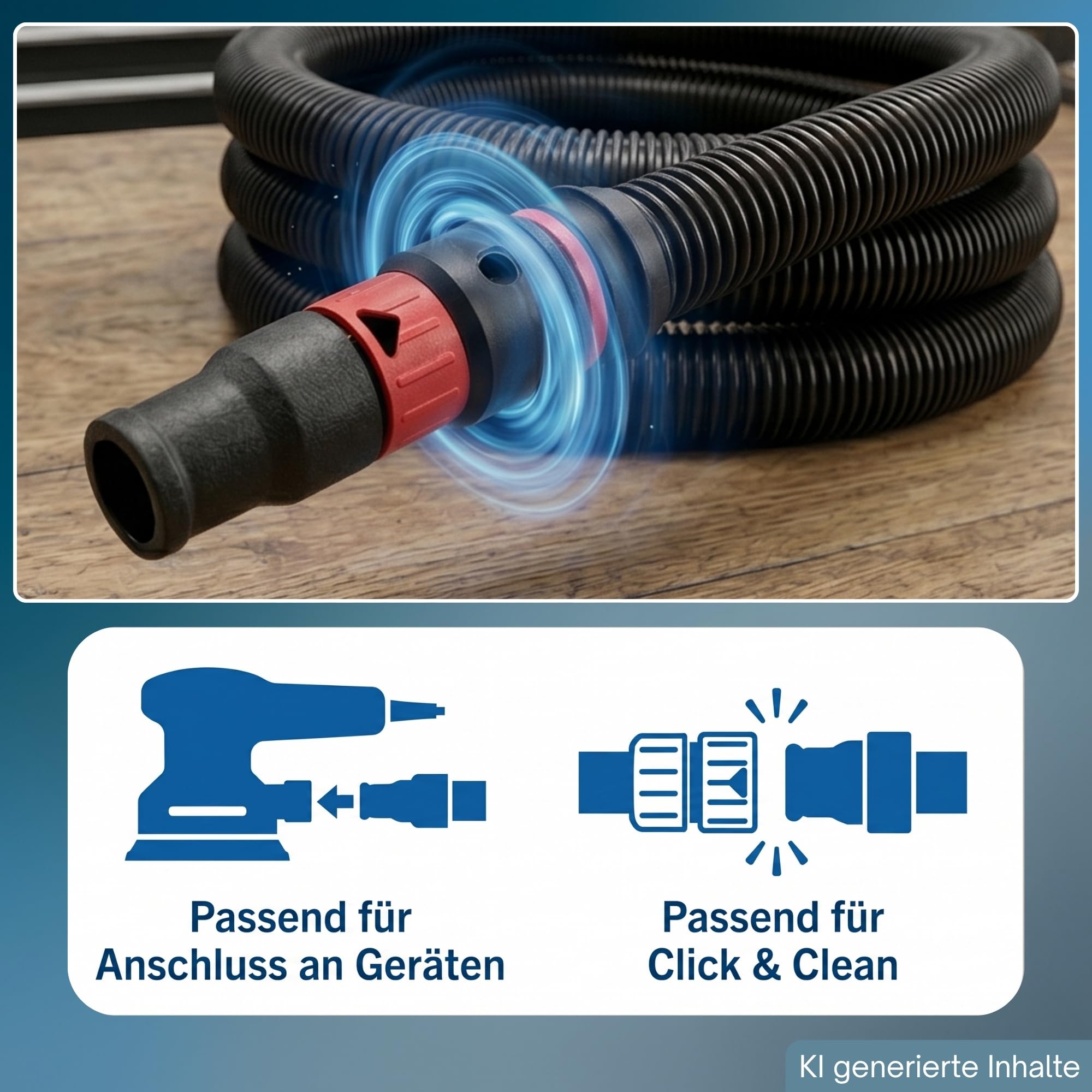 2,5m Staubsaugerschlauch passend für Bosch Professional GAS 12 25 L SFC 35 50 M 55 Sauger – Ersatzschlauch Staubsauger Schlauch inkl. Werkzeugmuffe & Click-Anschluss