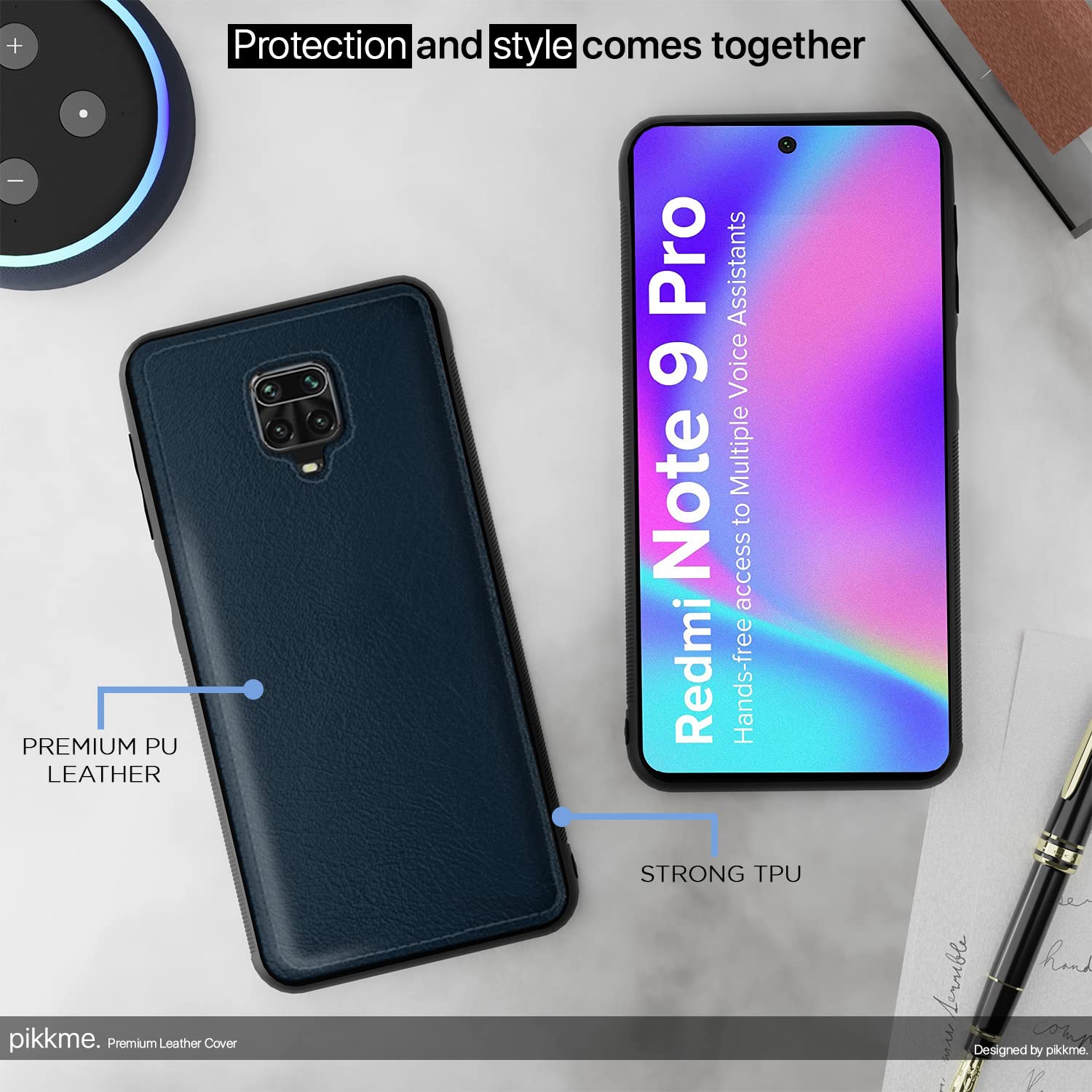 Pikkme Redmi Note 9 Pro/Note 9 Pro Max/Poco M2 Pro/Redmi Note 10 Lite Back Cover | Flexible Pu Leather | Full Camera Protection | Raised Edges | Super Soft-Touch | Bumper Case (Blue) 3