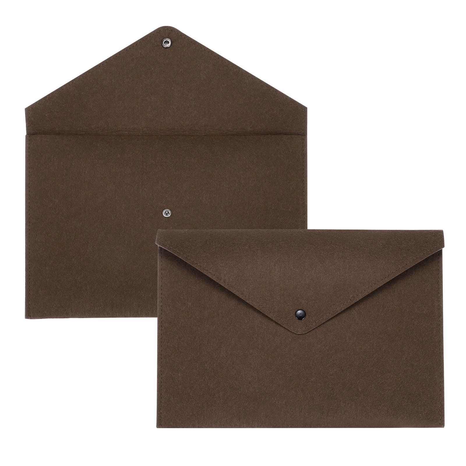 sourcing map 2 Pcs Felt File Folders, A4 Envelope Folder File Document Storage Bag Portable File Folder Organizer Case with Button Closure for Office Business(Dark Brown)