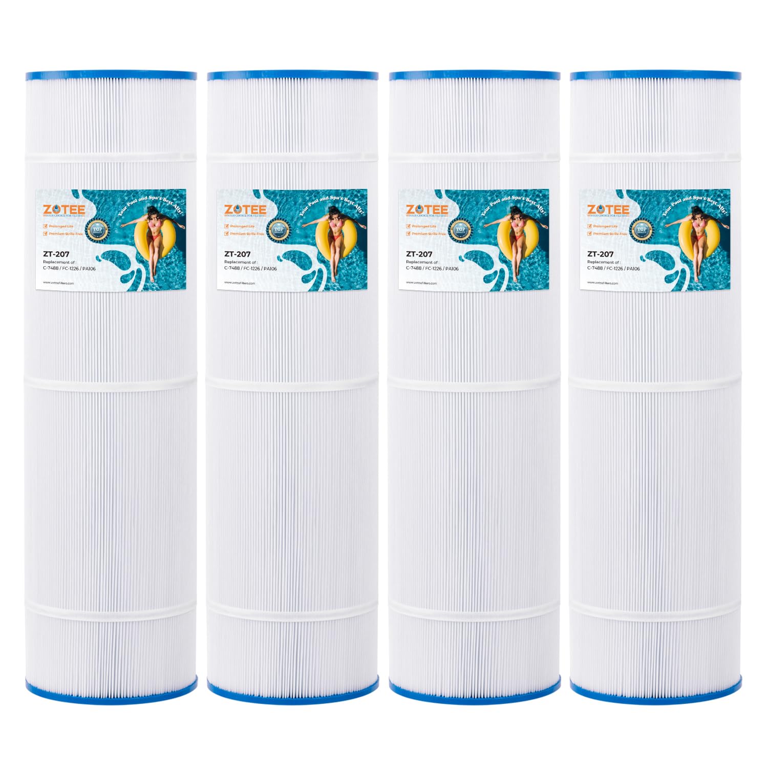 ZOTEE Pool Filter Cartridge Compatible with Pleatco PA106, Unicel C-7488, Filbur FC-1226, Darlly 71061, 4 Pack