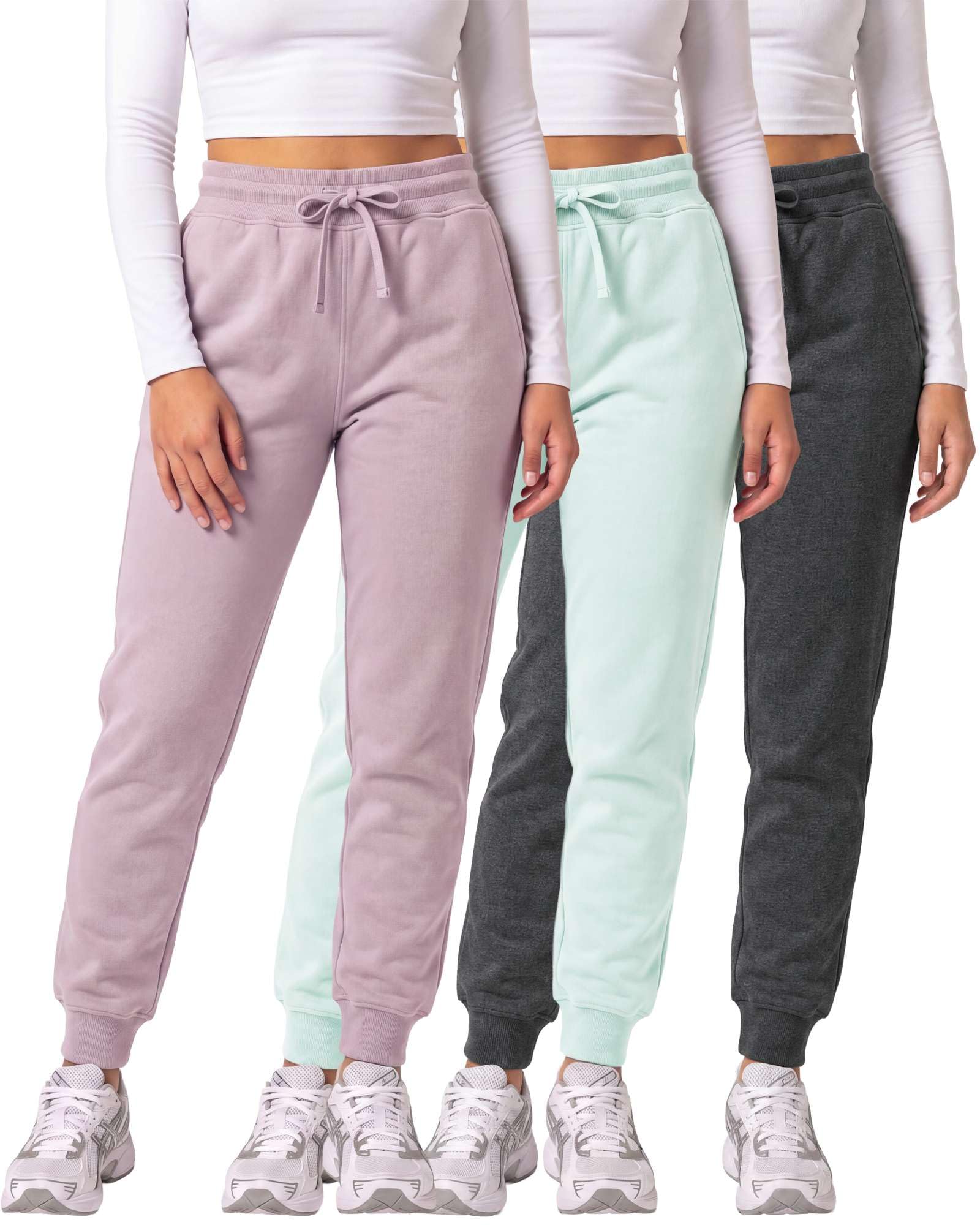 3 Pack Women's Fleece Joggers Sweatpants Lounge Pants Sweats Casual Pockets