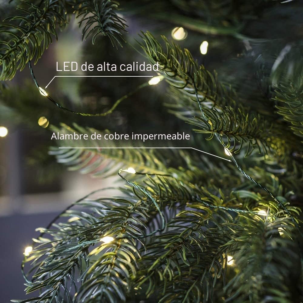 Cadena de luces de hadas de 200m y 2000 LED, con cables de cobre verde. Luces de cadena LED impermeables para exteriores/interiores, ideales para árbol de Navidad, patio trasero y plantas.