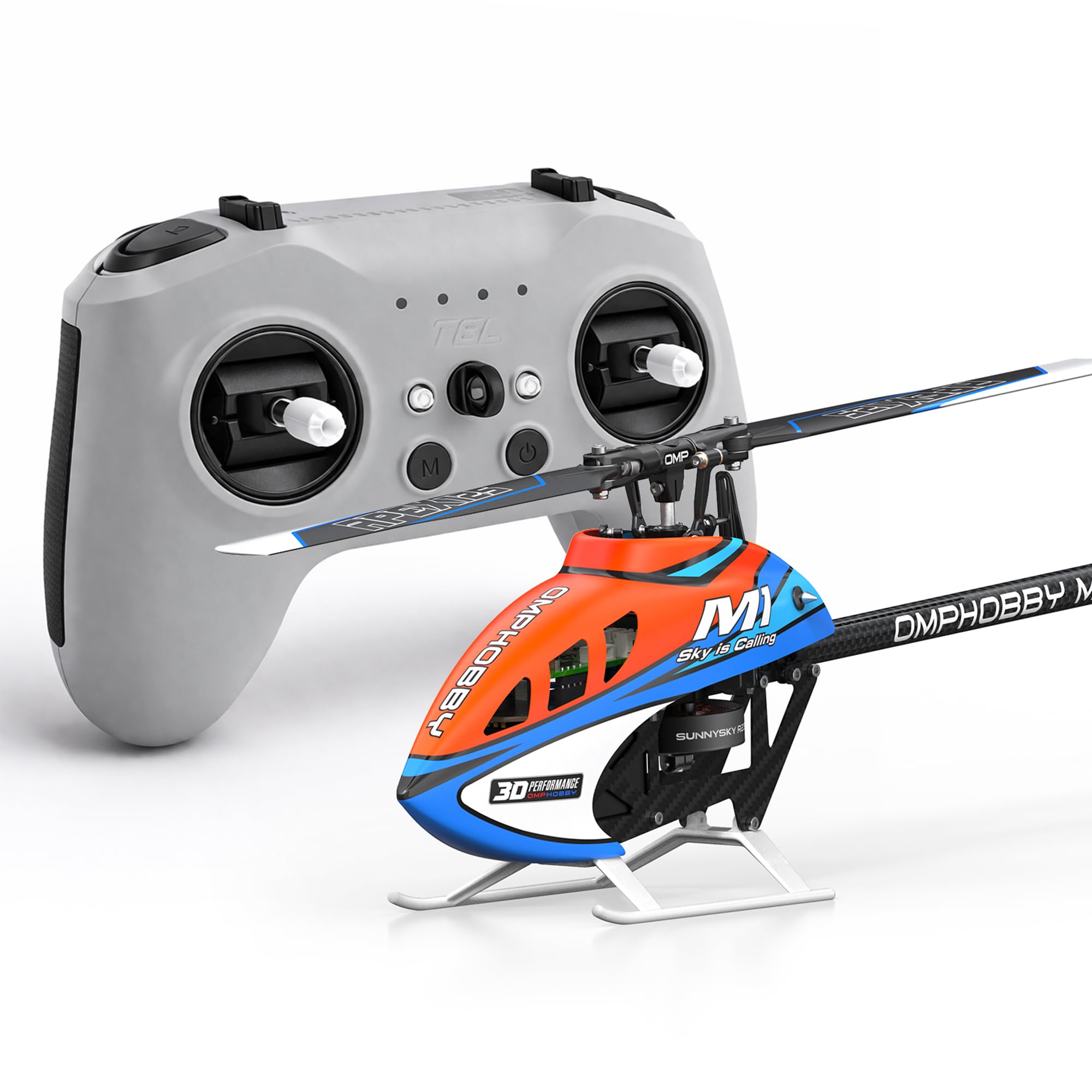 OMPHOBBY Elicottero M1 V3 PRO classe 100 Mini 3D RC pronto a volare, azionamento diretto a 6 canali con ricevitore ELRS integrato e controllo di volo OFS3+, mini elicottero con trasmettitore